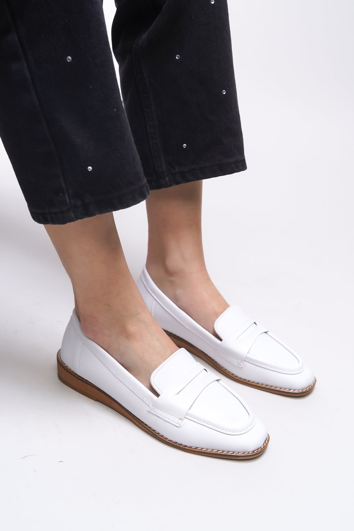 Riccon Aviraele Kadın Loafer 0012200 Beyaz Cilt