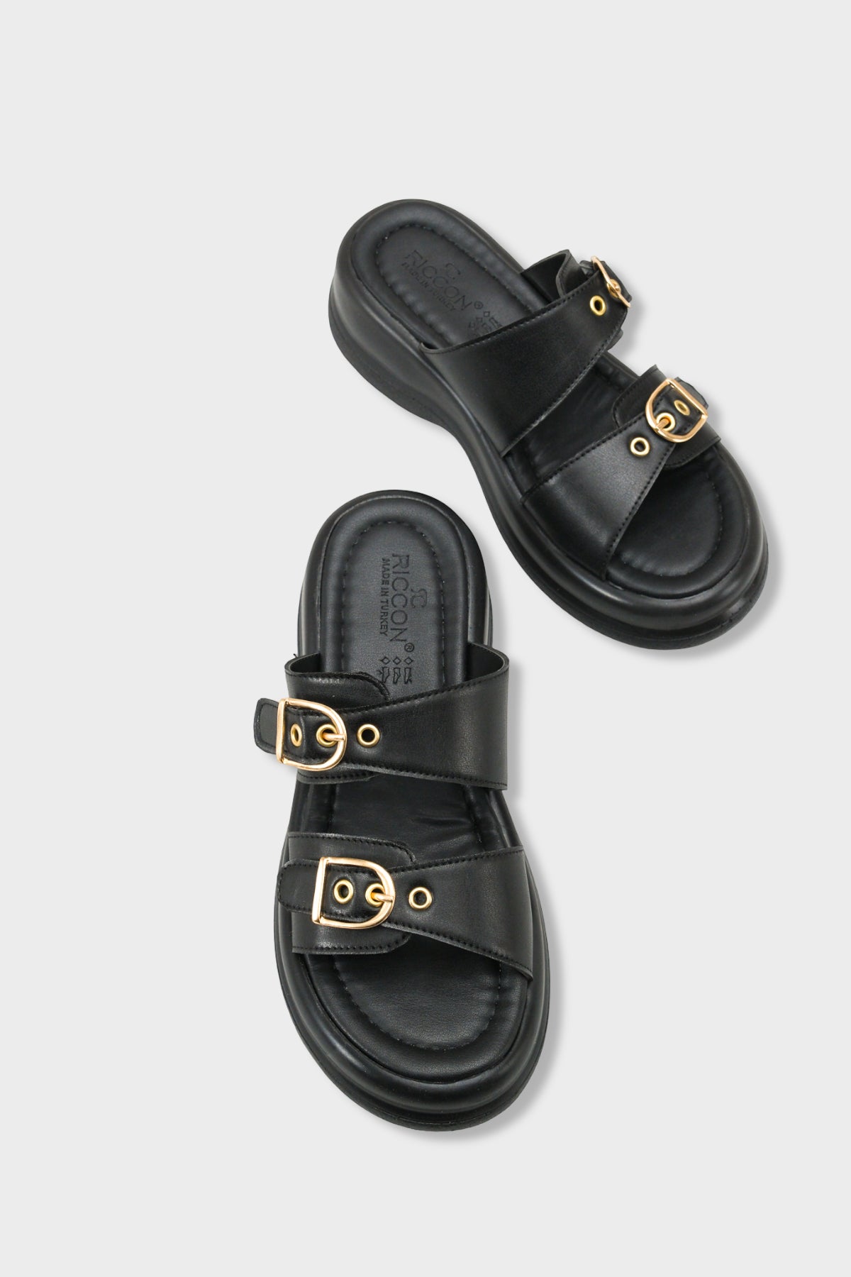 Riccon Kadın Çift Tokalı Terlik 00121027 Siyah