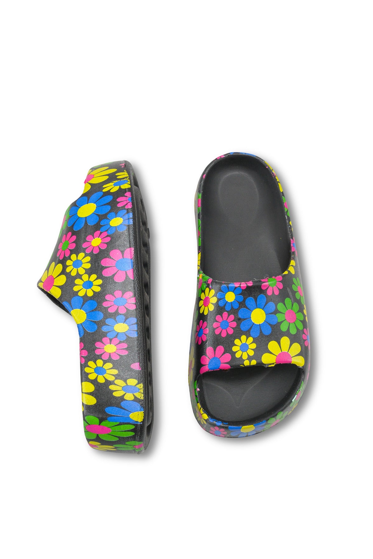 Riccon Elyenshia Kadın Terlik 001215 Siyah Çiçekli