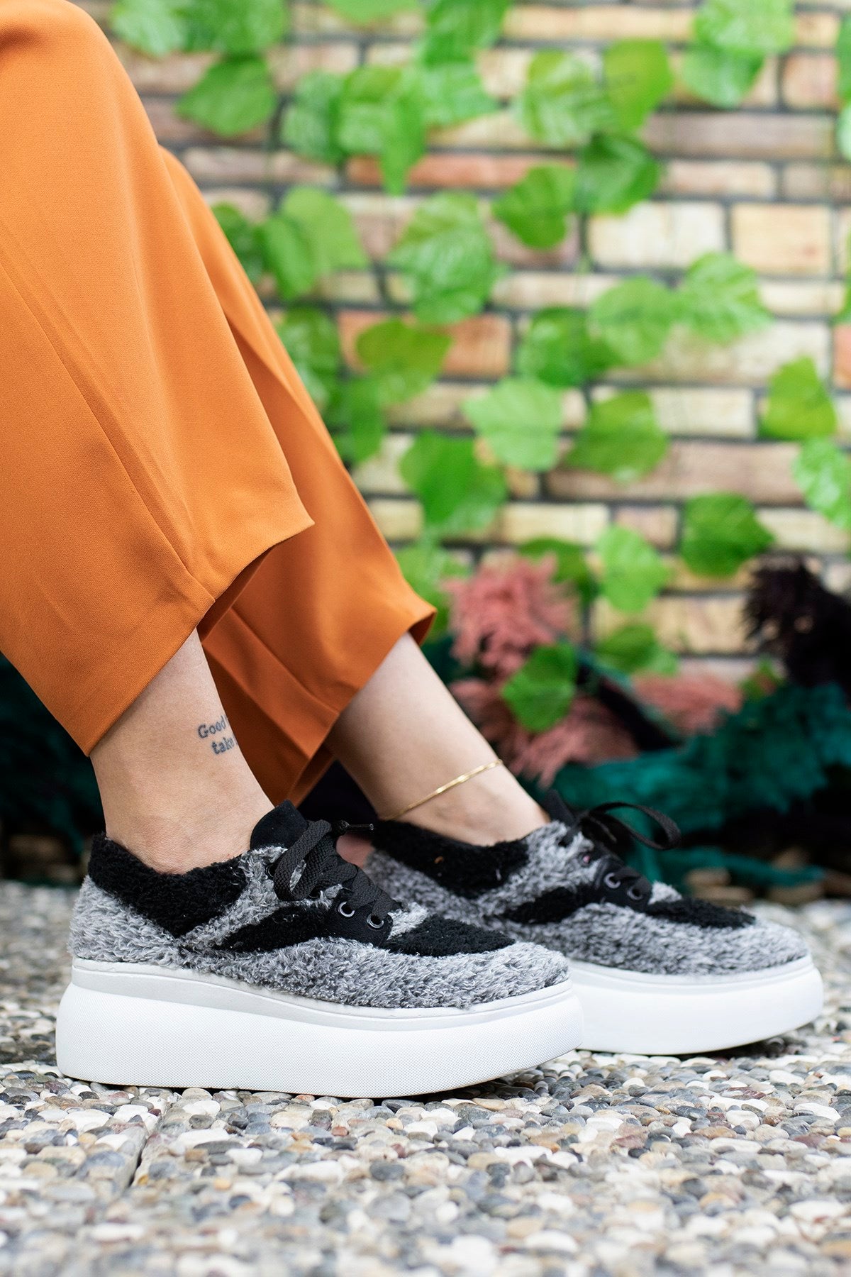 Riccon Kadın Tüylü Sneaker 0012106