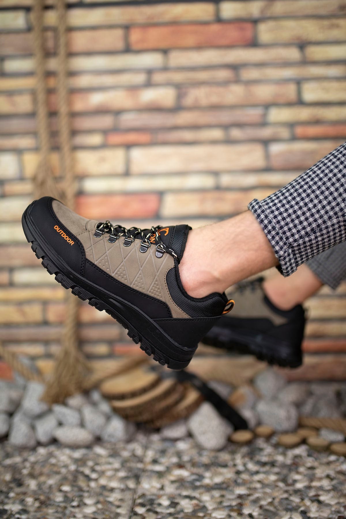 Riccon Erkek Trekking Ayakkabı 0012114 Vizon Siyah