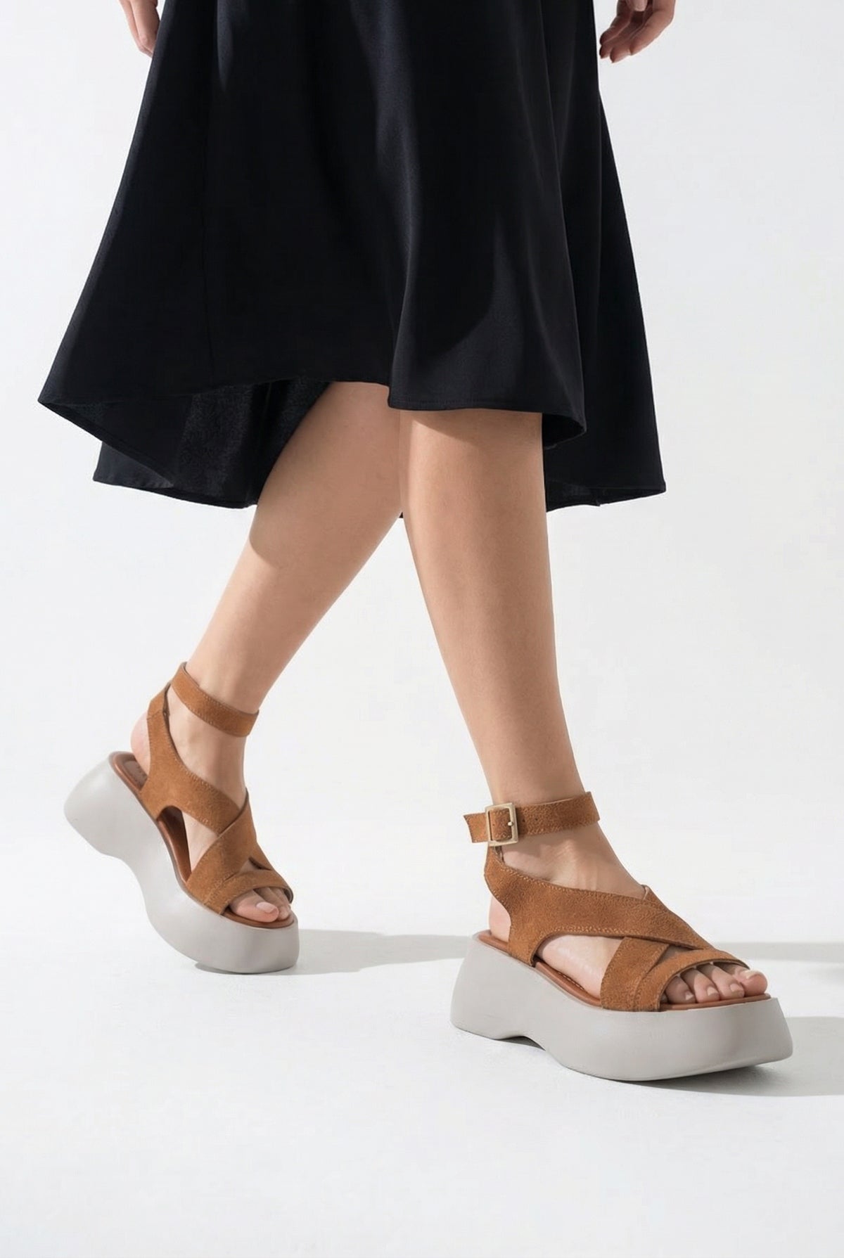 Riccon Kadın Sandalet 0012810 Taba Deri Dokulu