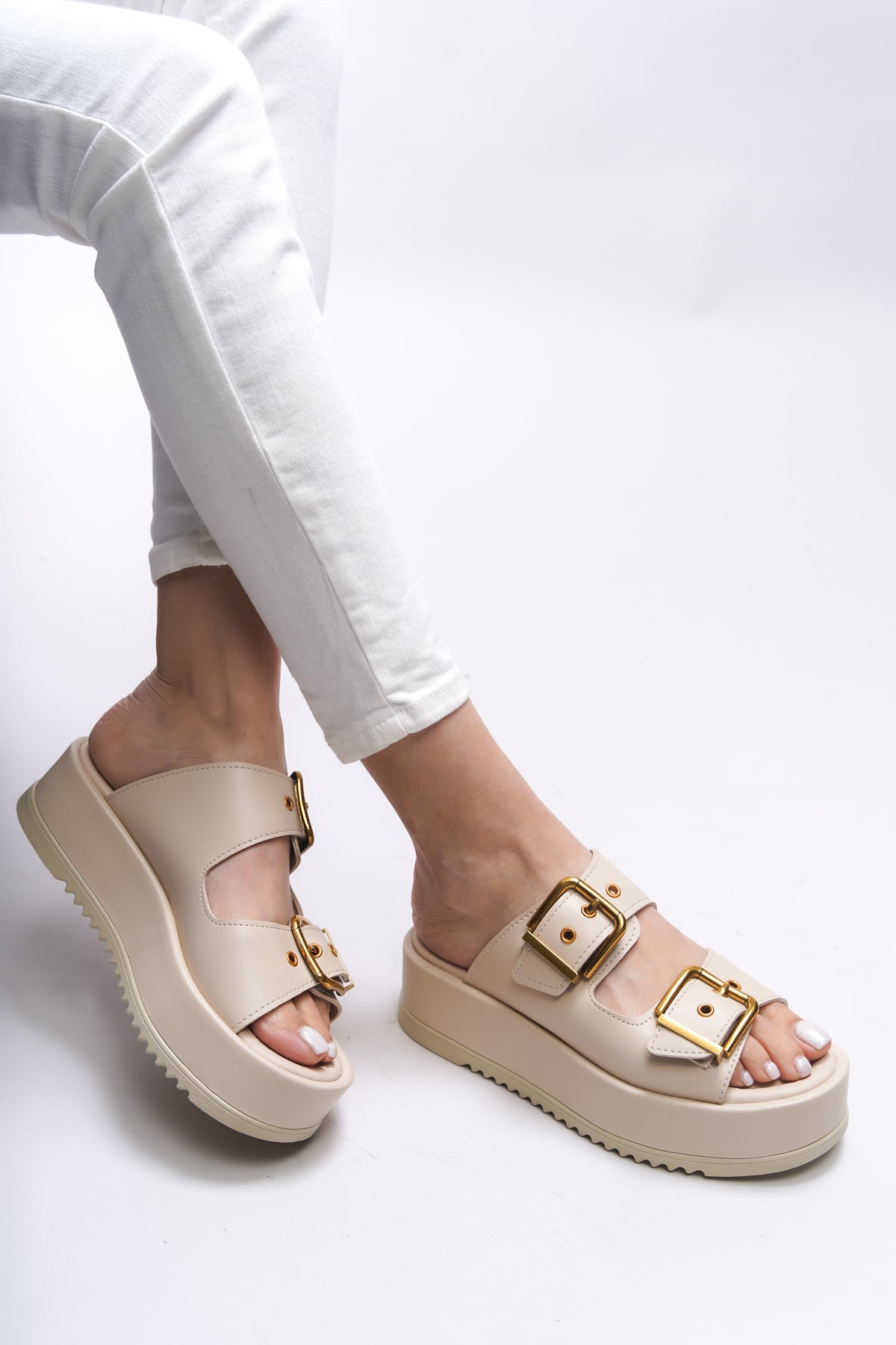 Riccon Winledha Kadın Çift Tokalı Terlik 001278