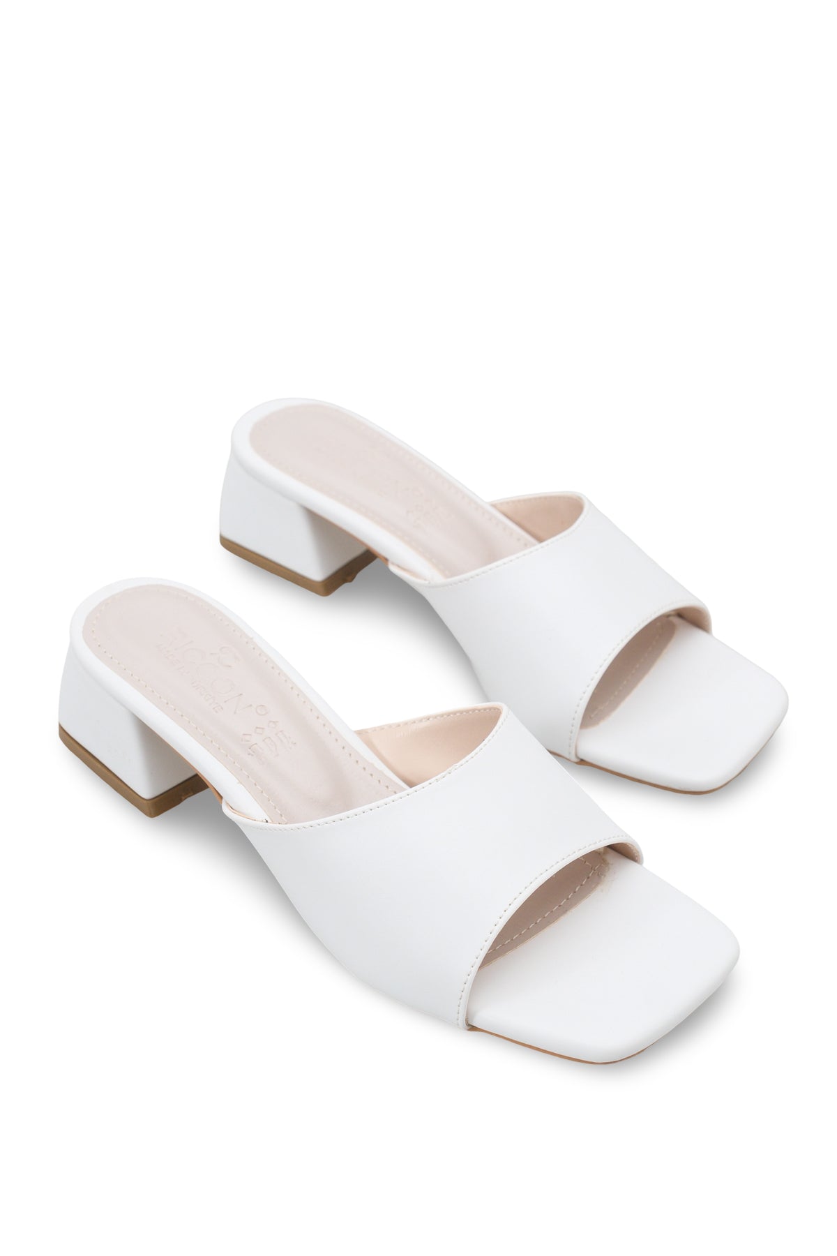 Riccon Kadın Topuklu Terlik 0012200 Beyaz Cilt