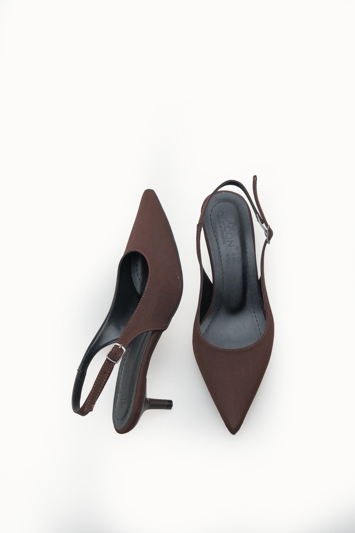 Riccon Kadın Sivri Burunlu Arkası Açık İnce Topuklu Ayakkabı 0012200 Mat Kahverengi