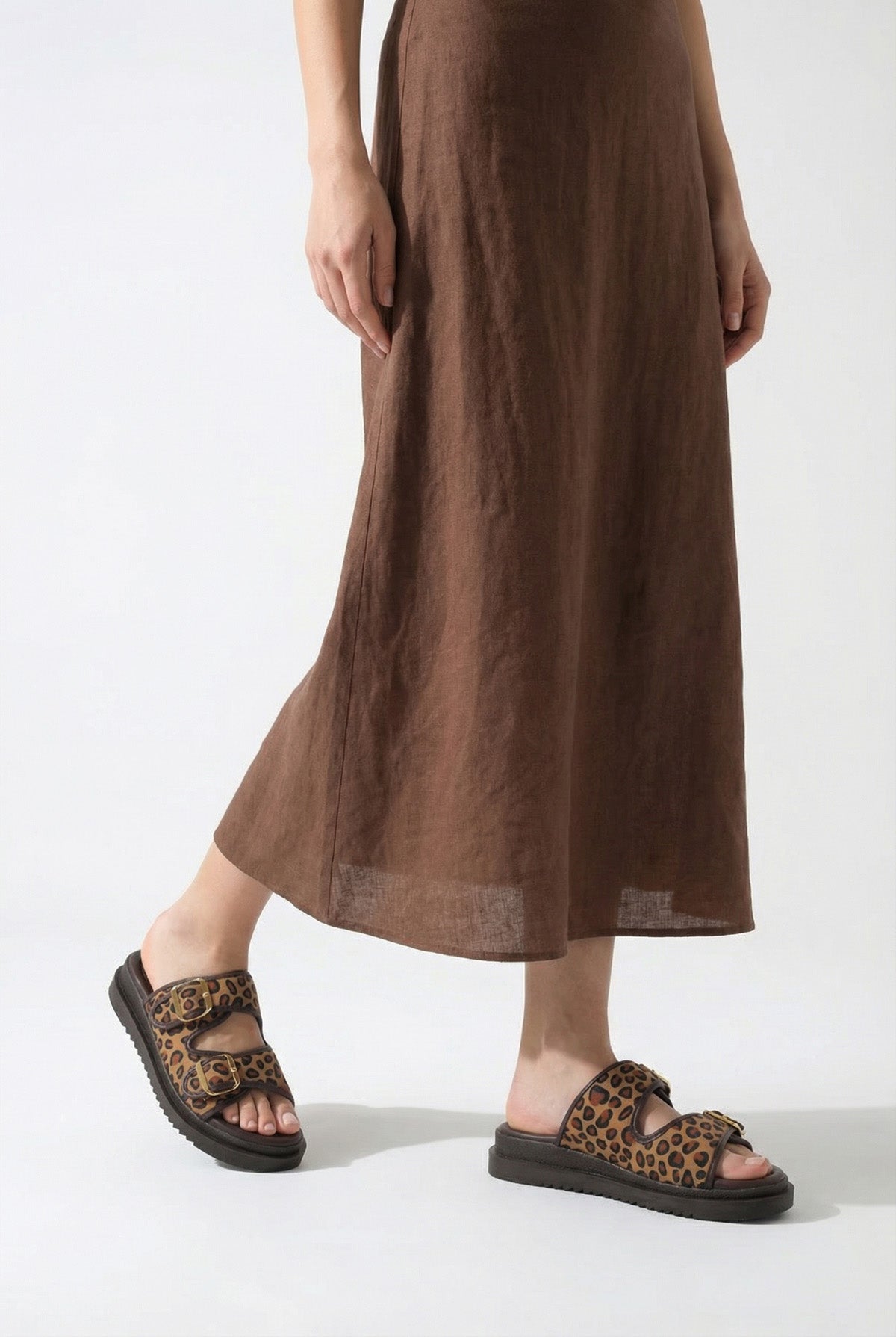 Riccon Kadın Çift Tokalı Terlik 00120401 Kahverengi