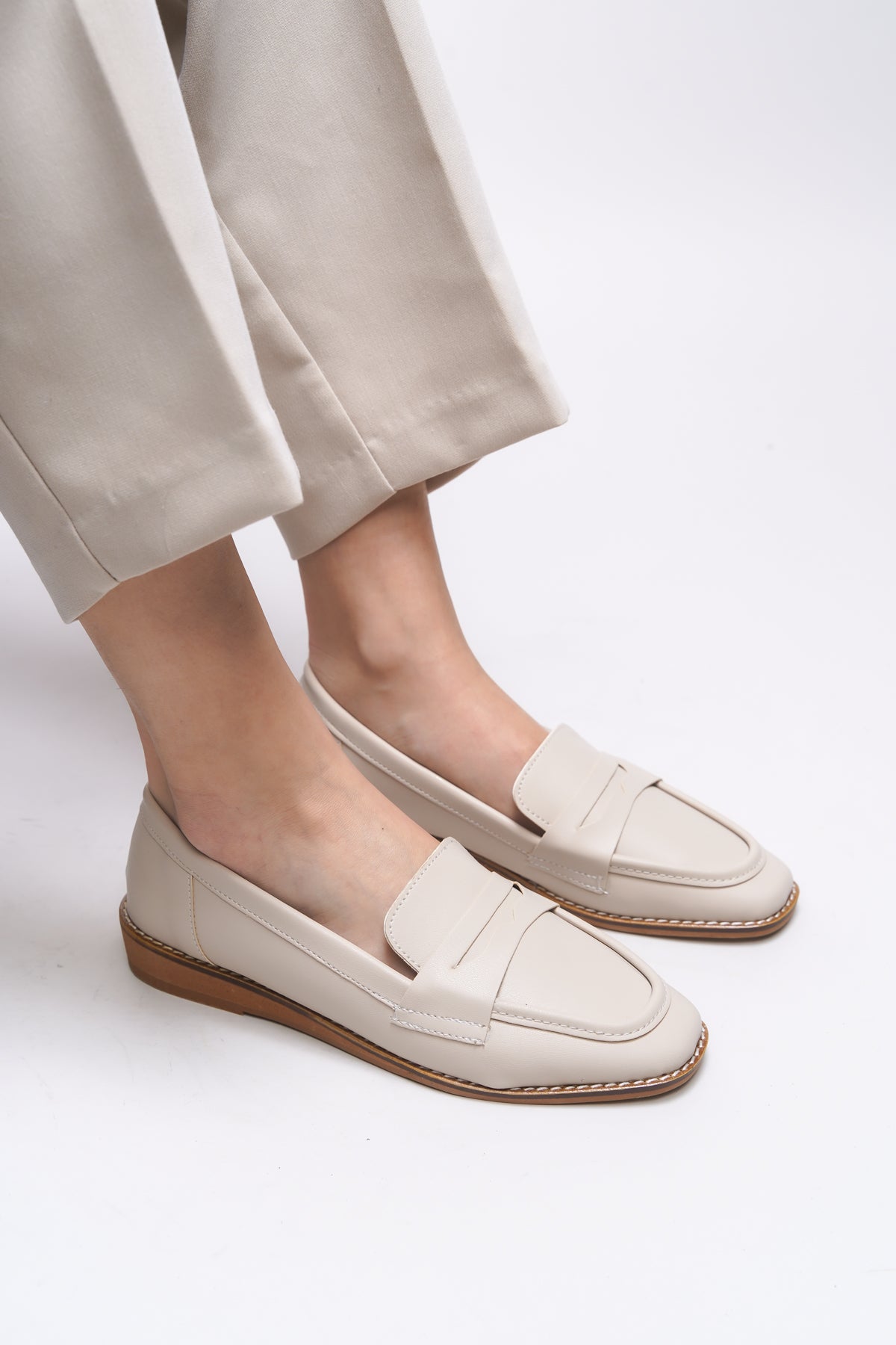 Riccon Aviraele Kadın Loafer 0012200 Ten Cilt