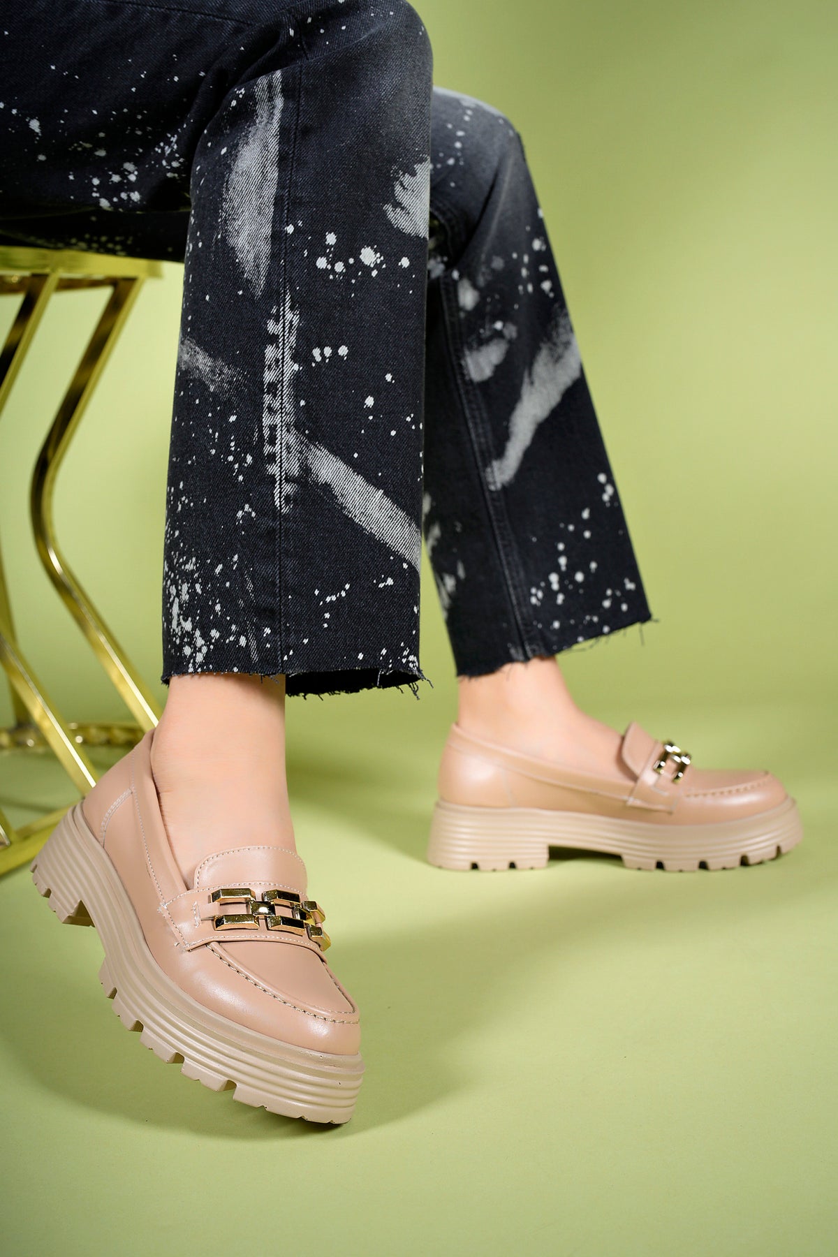 Riccon Kadın Günlük Loafer Ayakkabı 0012970 Nude Cilt