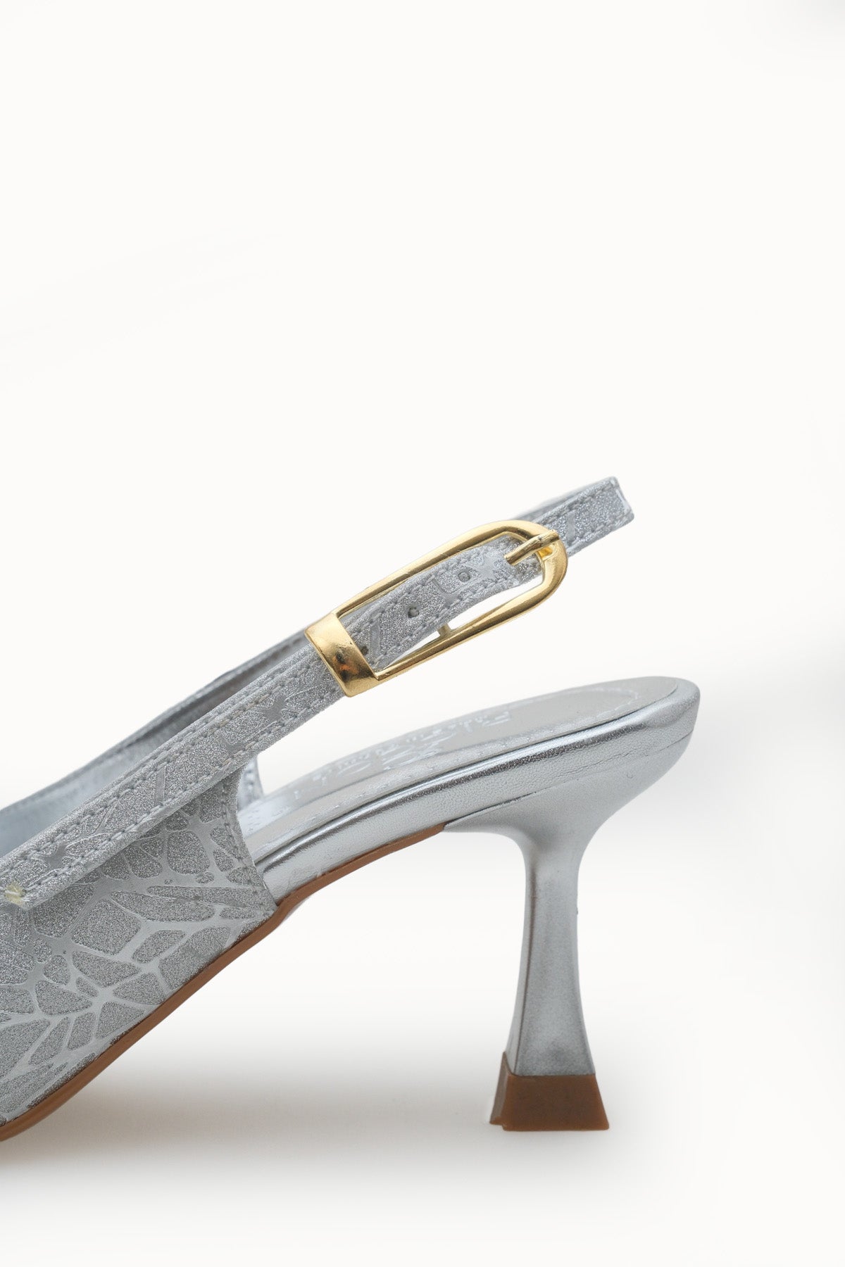 Riccon Ysalaela Kadın Arkası Açık Sivri Burun Stiletto 0012700 Gümüş Dokulu
