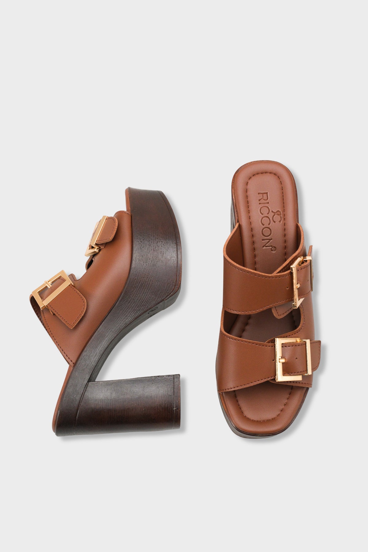 Riccon Kadın Topuklu Terlik 0012771 Kahverengi Cilt