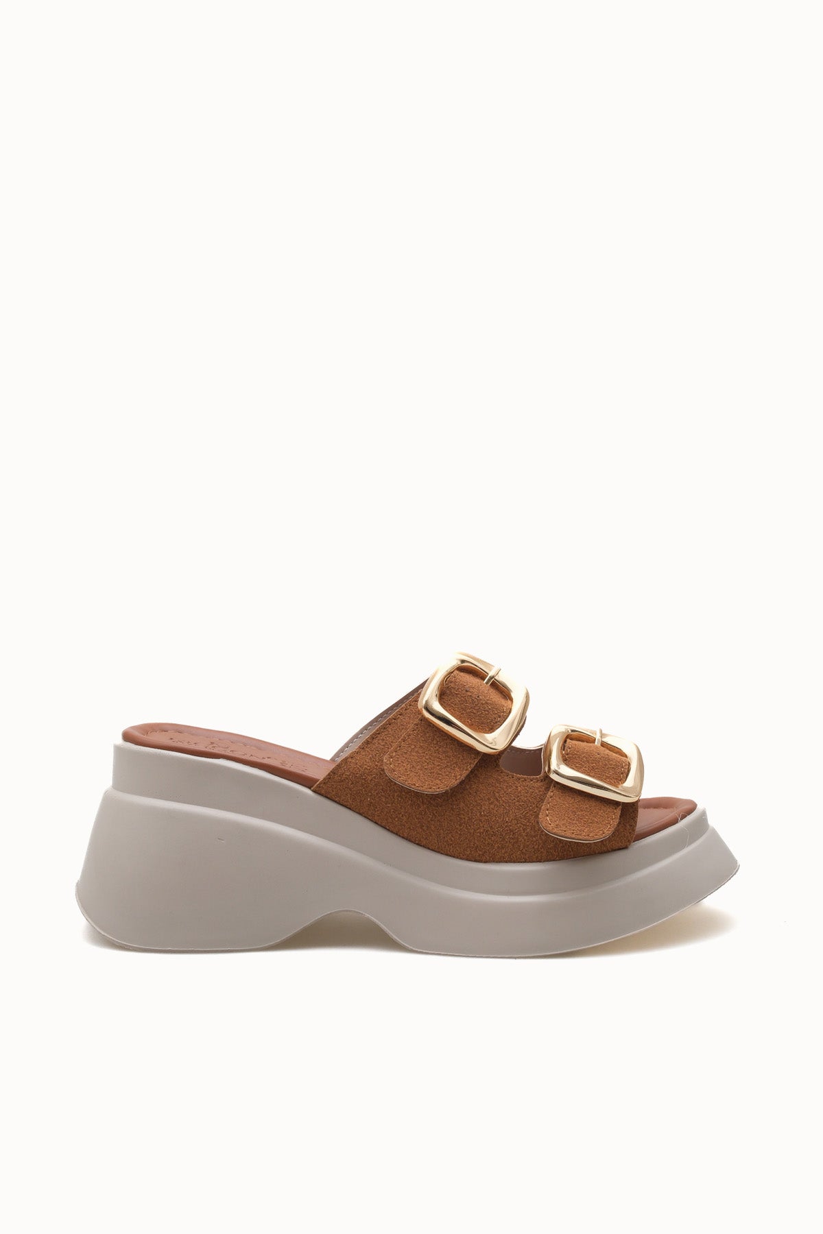 Riccon Heilrele Kadın Terlik 0012908 Taba Deri Dokulu