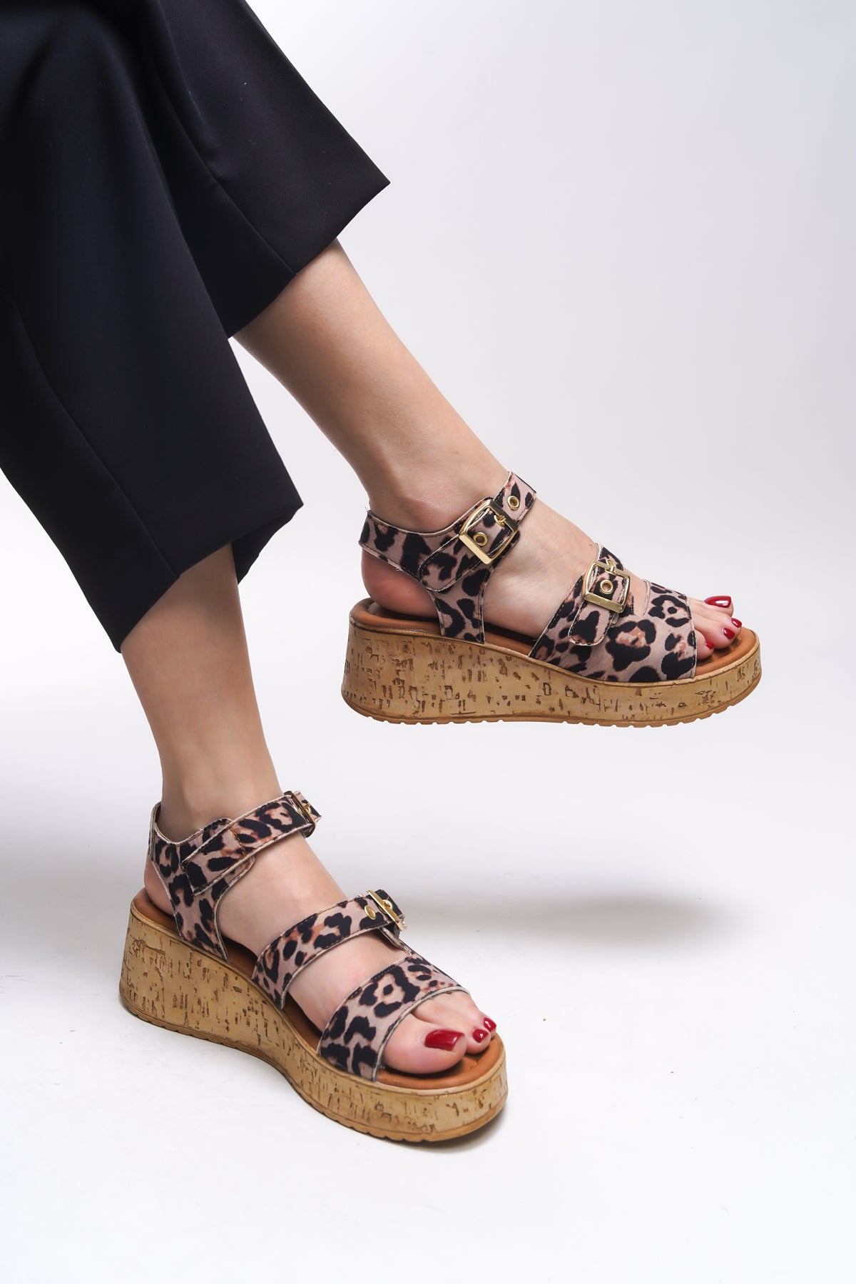 Riccon Mylreene Kadın Sandalet 0012260 Leopar Bej