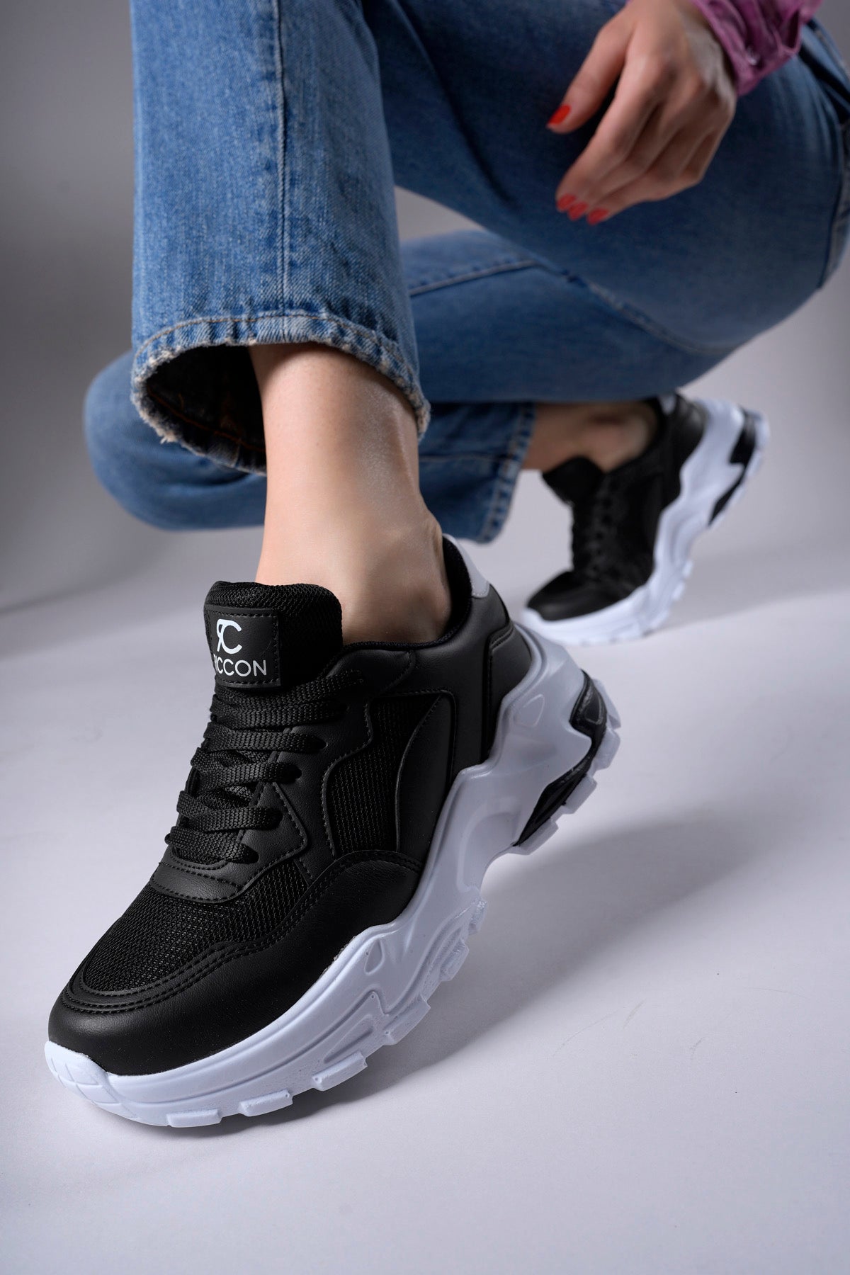 Riccon Delossiel Kadın Sneaker 0012159 Siyah Beyaz