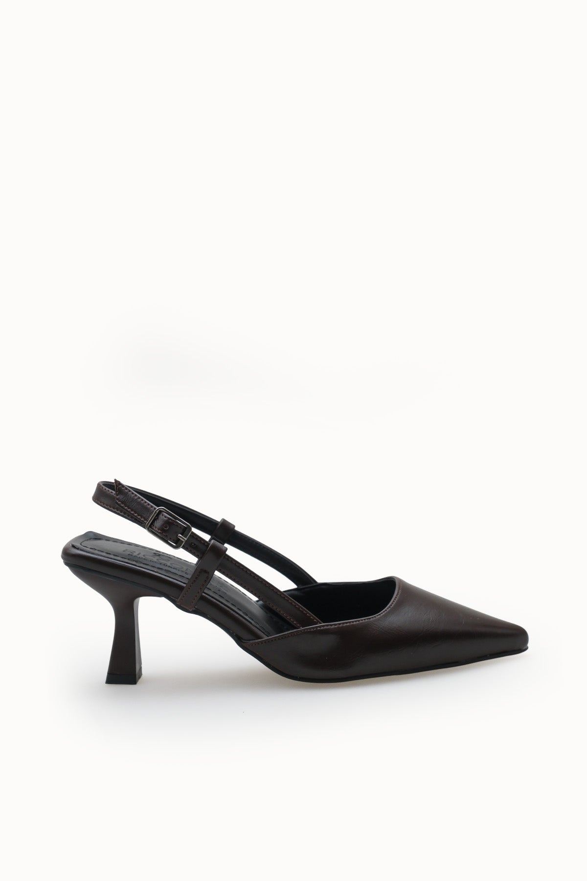 Riccon Evelniel Kadın Arkası Açık Sivri Burun Stiletto 001209 Kahverengi Rustik