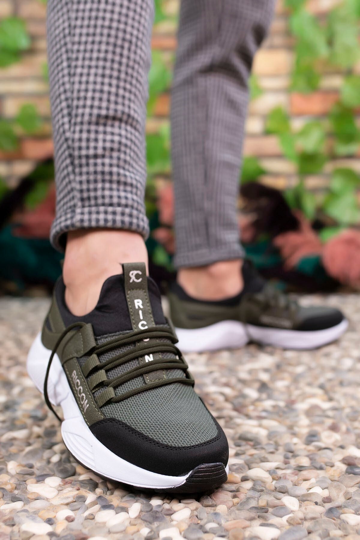 Riccon Unisex Sneaker 0012072 Haki Siyah Beyaz