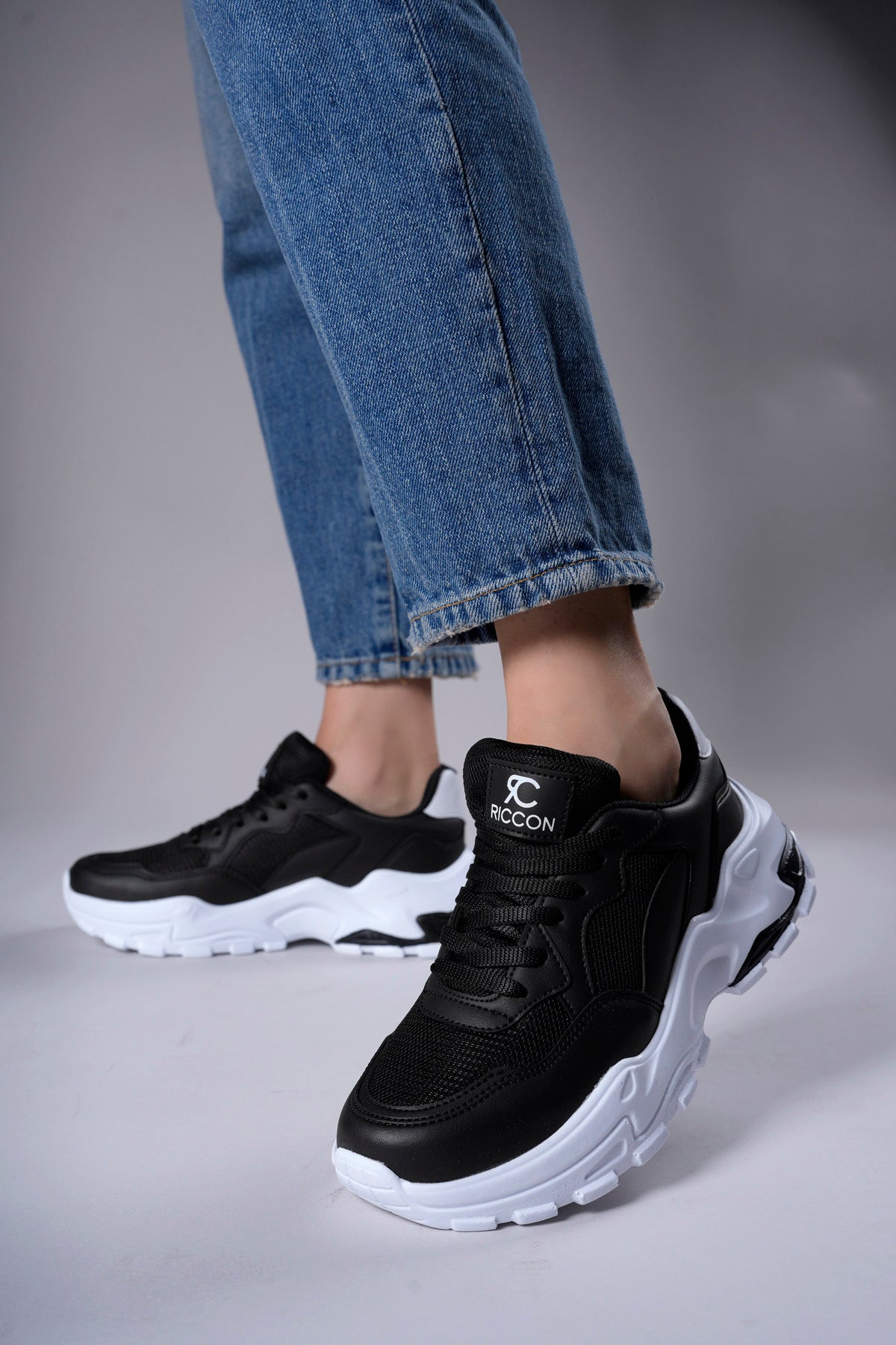 Riccon Delossiel Kadın Sneaker 0012159 Siyah Beyaz