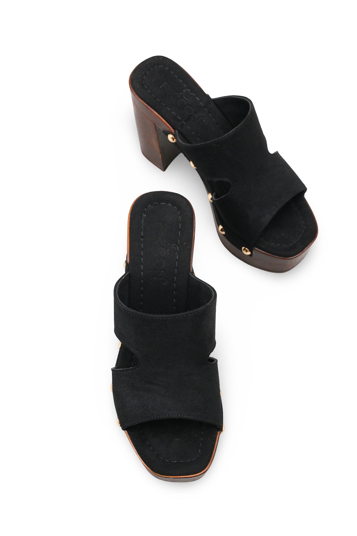 Riccon Kadın Topuklu Terlik 0012778 Siyah Süet