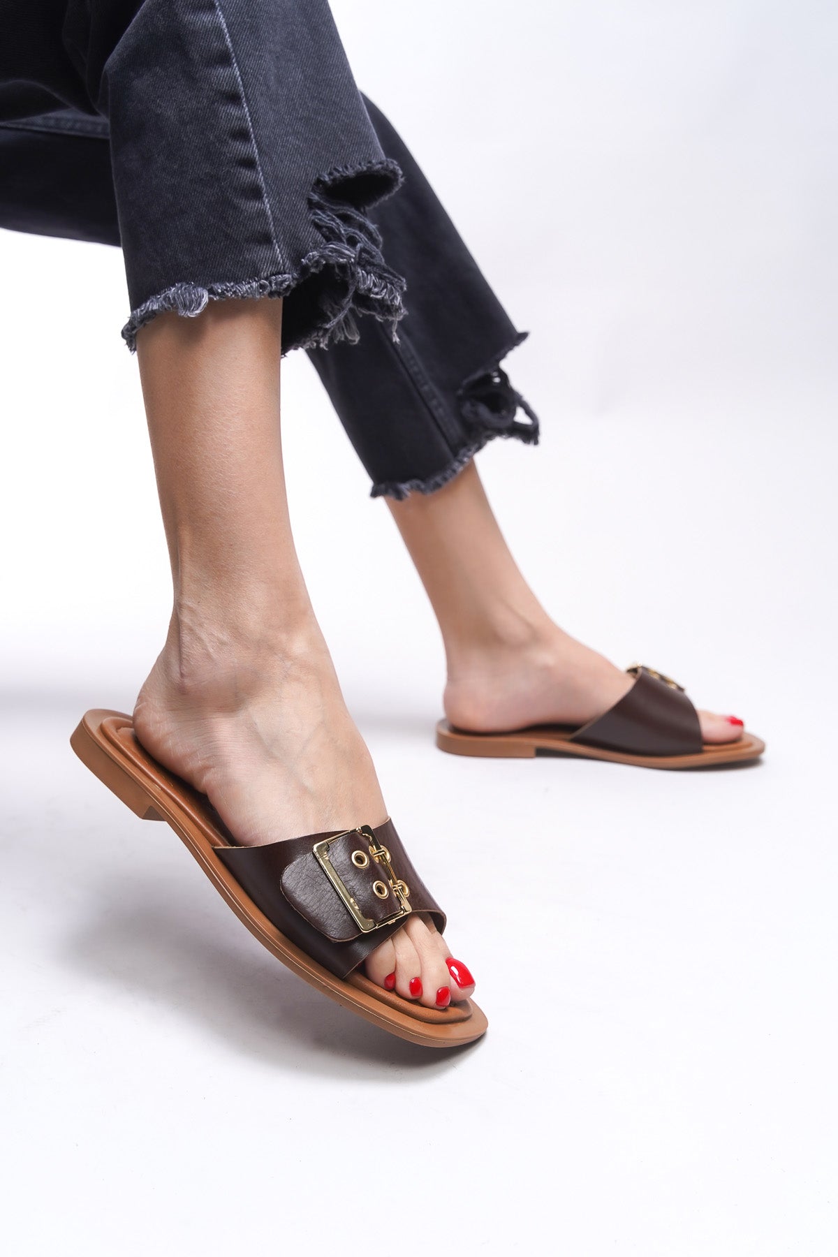 Riccon Brenthaela Kadın Hakiki Deri Terlik 00120764