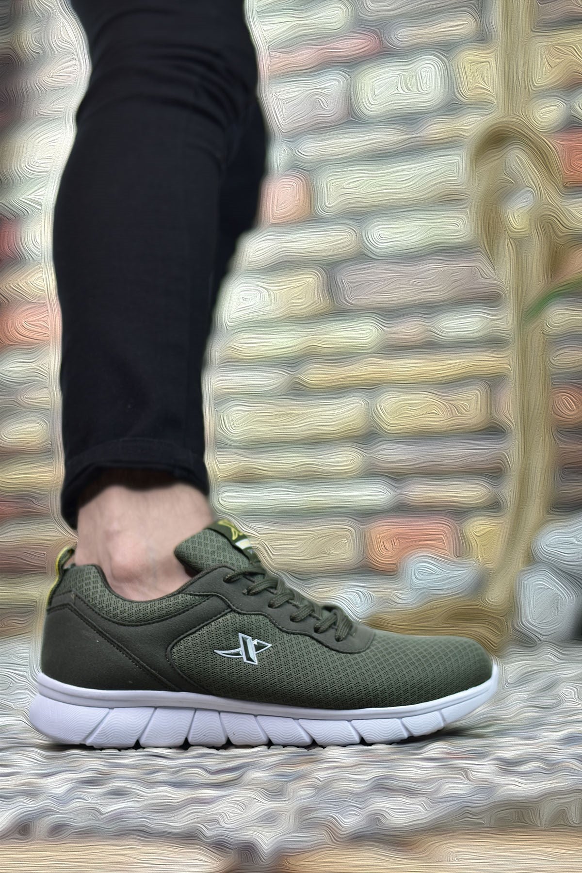 Riccon Unisex Ultra Hafif Sneaker 0012065 Haki Beyaz