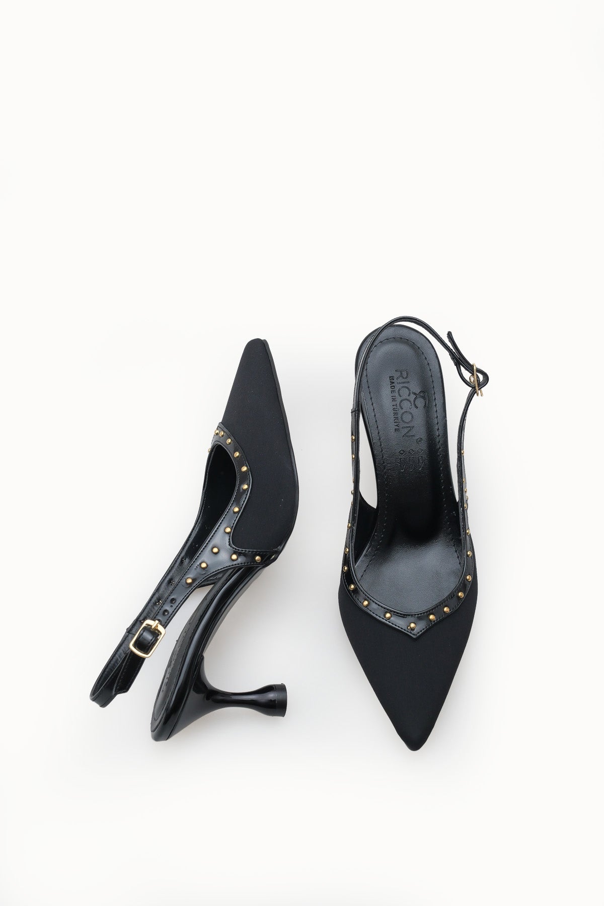 Riccon Kadın Sivri Burunlu Arkası Açık İnce Topuklu Ayakkabı 0012553 Mat Siyah