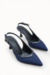 Riccon Kadın Sivri Burunlu Arkası Açık İnce Topuklu Ayakkabı 0012553 Mat Lacivert