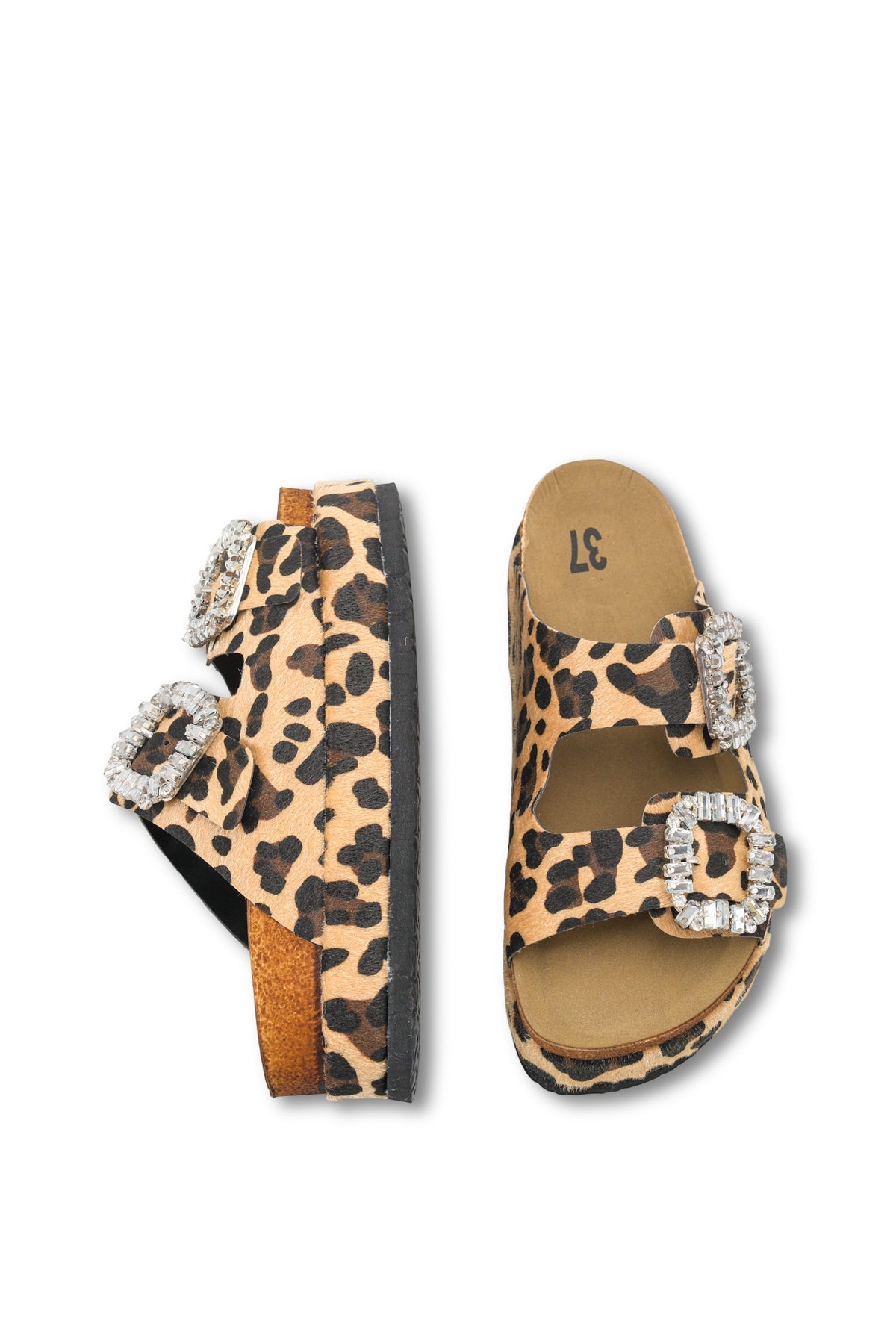 Riccon Kadın Çift Tokalı Terlik 0012707 Leopar