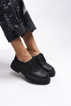 Riccon Oknyrth Kadın Bağcıklı Loafer 00121990 Siyah Cilt