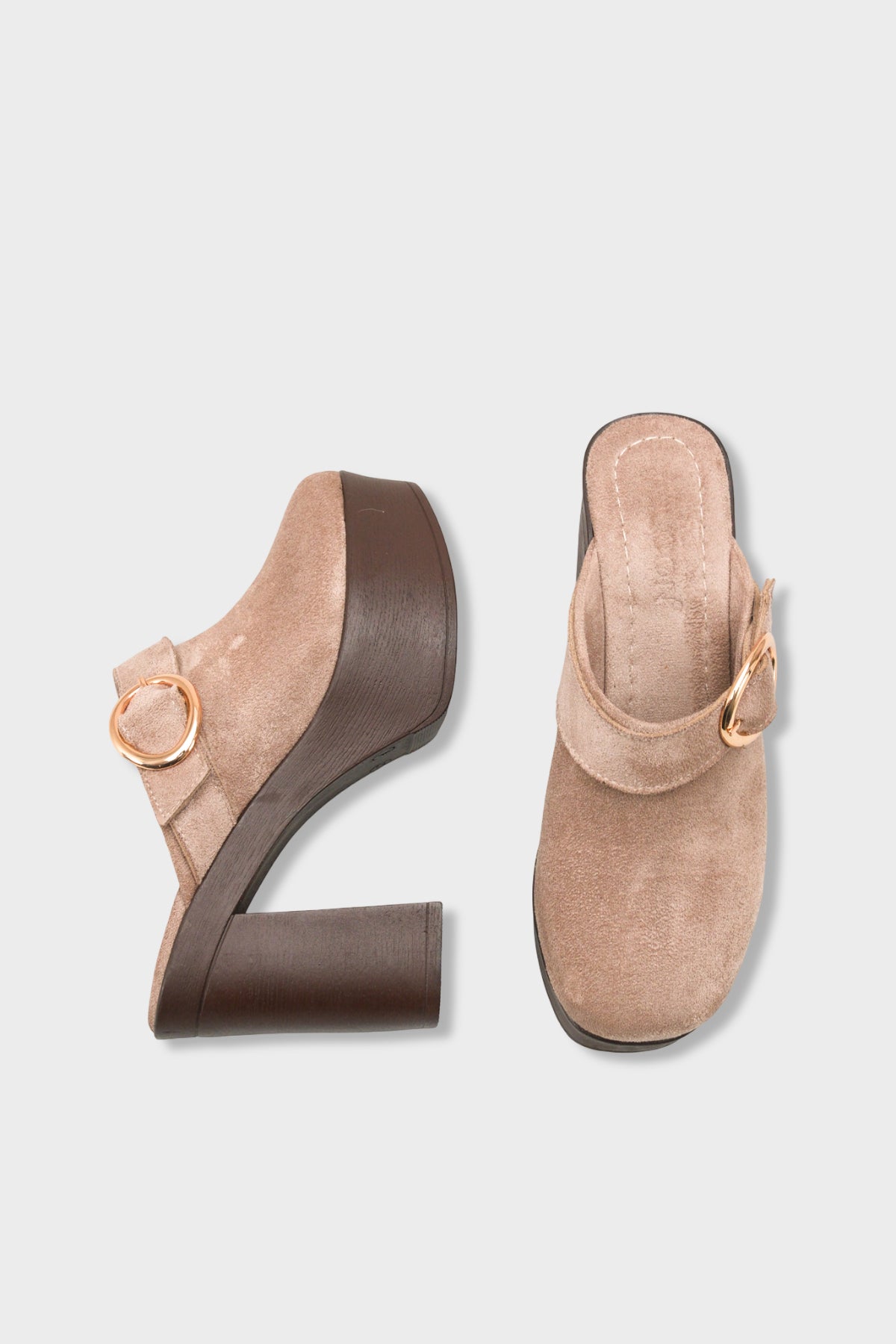 Riccon Kadın Topuklu Terlik 0012779 Vizon Süet