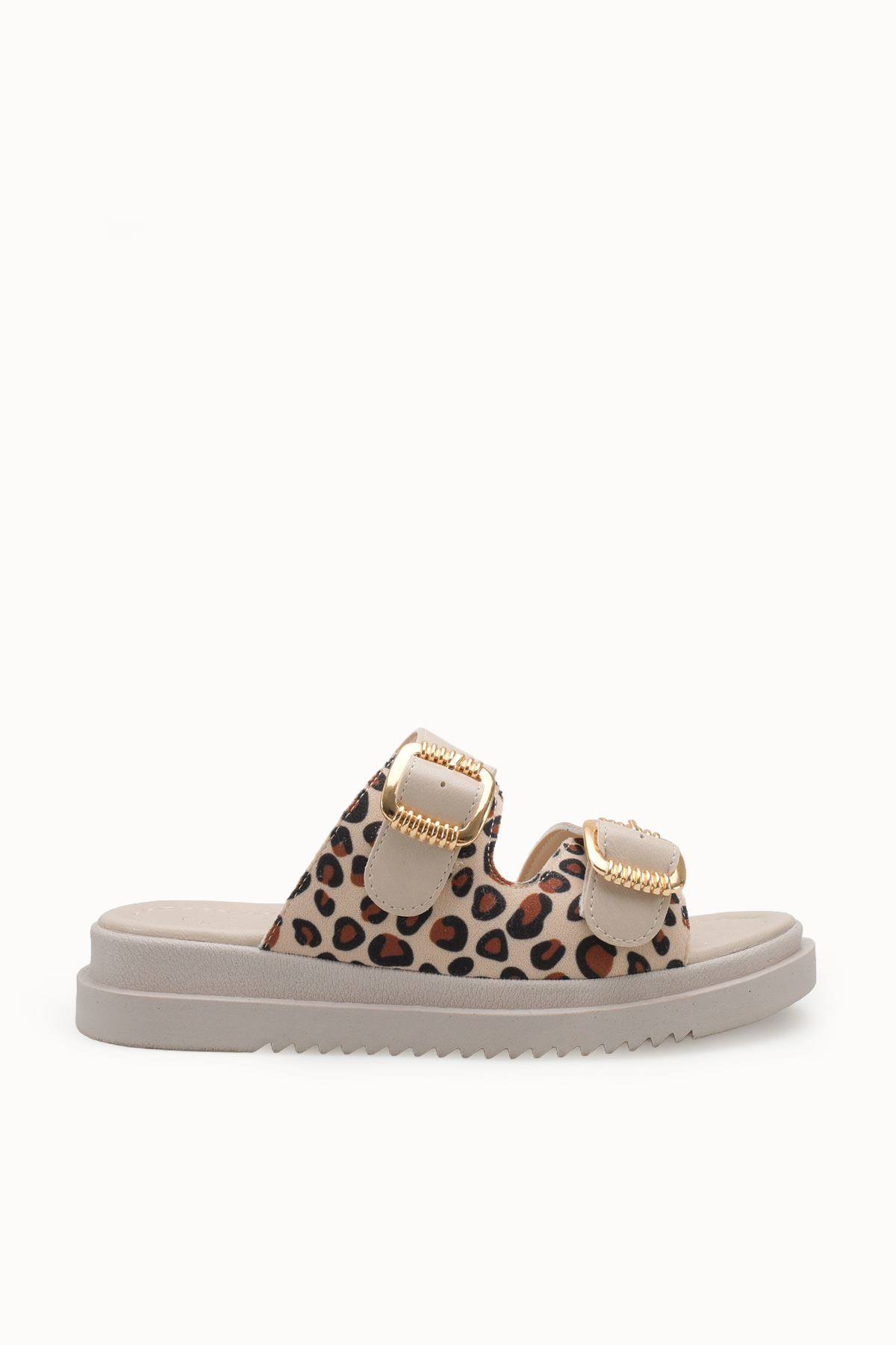 Riccon Kadın Çift Tokalı Terlik 00120403 Bej Leopar