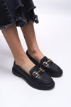 Riccon Jintheris Kadın Loafer 0012453 Siyah Cilt