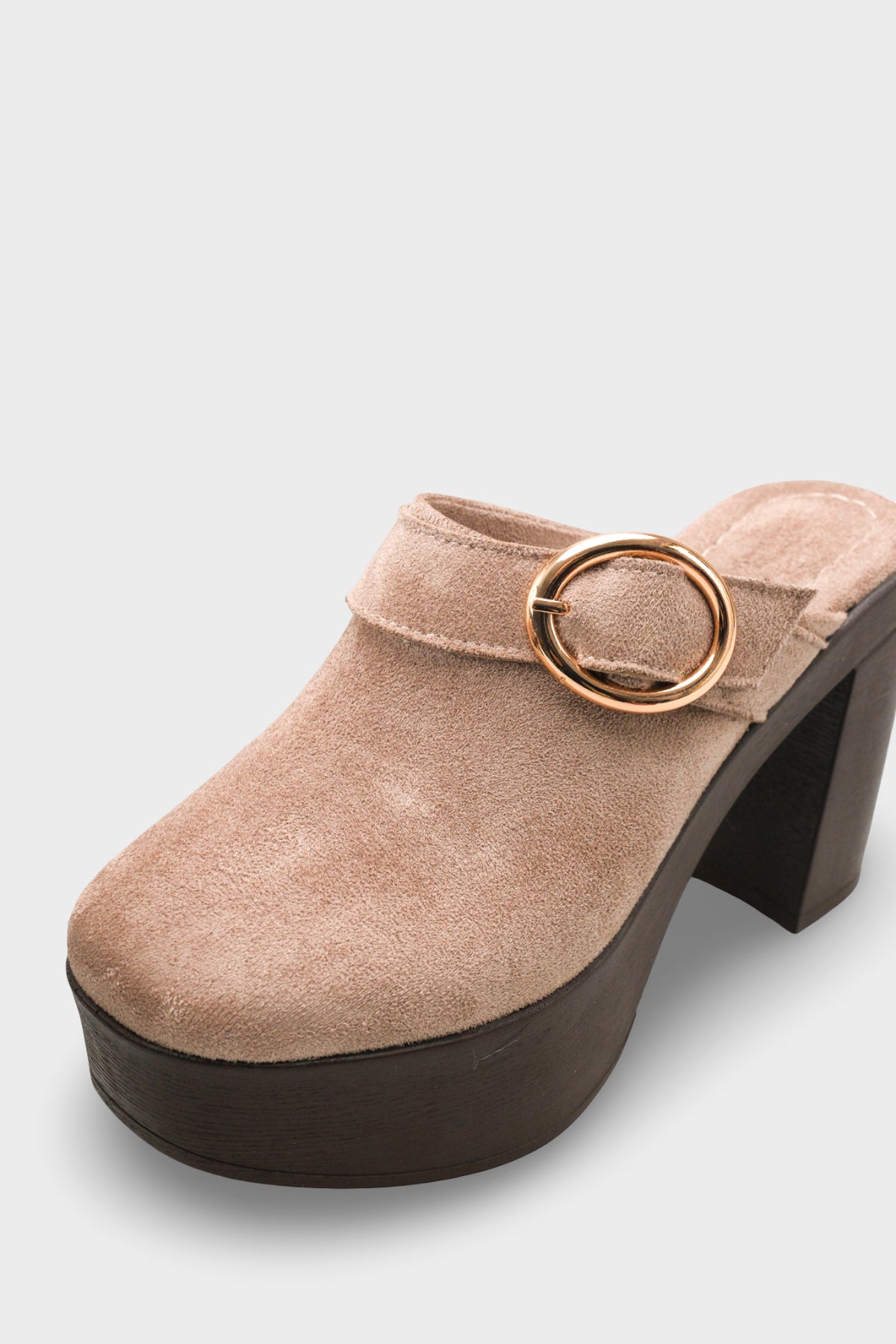 Riccon Kadın Topuklu Terlik 0012779 Vizon Süet