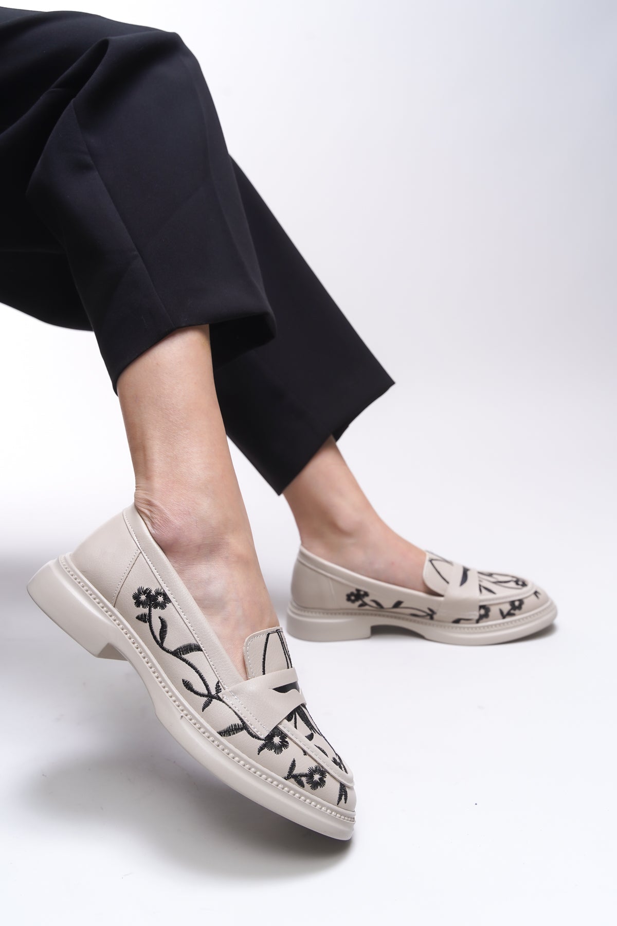 Riccon Safthaela Kadın Loafer 0012452 Bej