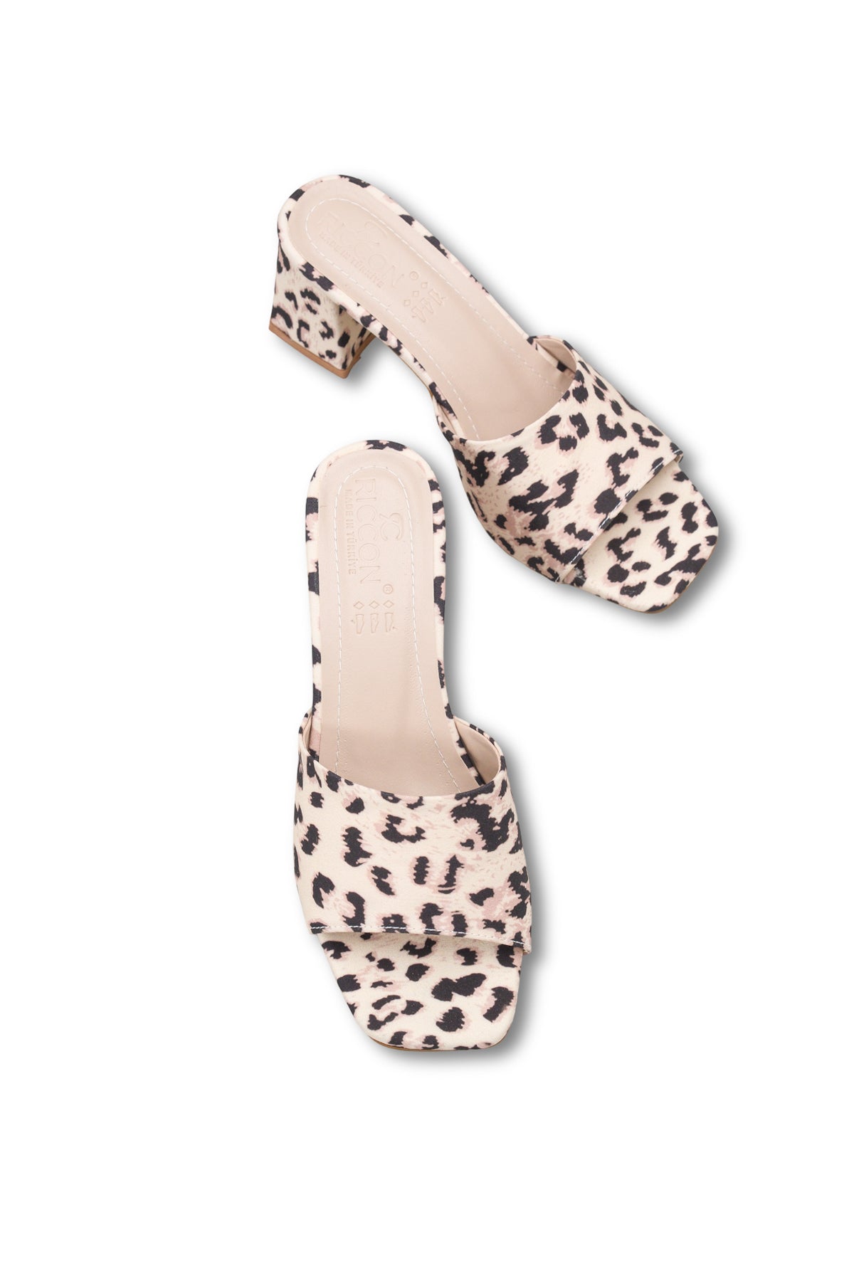 Riccon Kadın Topuklu Terlik 0012200 Ten Leopar