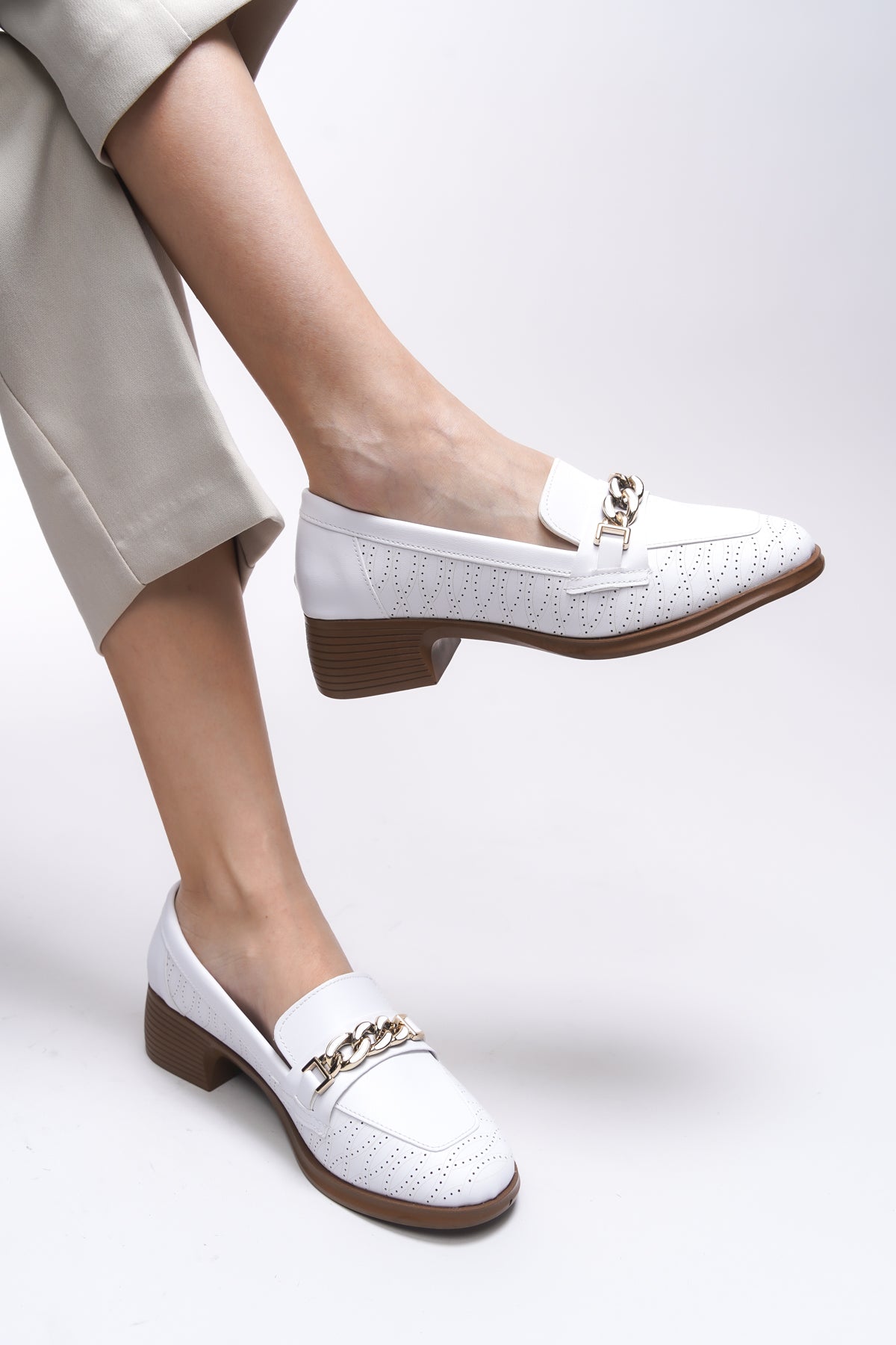 Riccon Evelyrra Kadın Loafer 0012302 Beyaz Cilt
