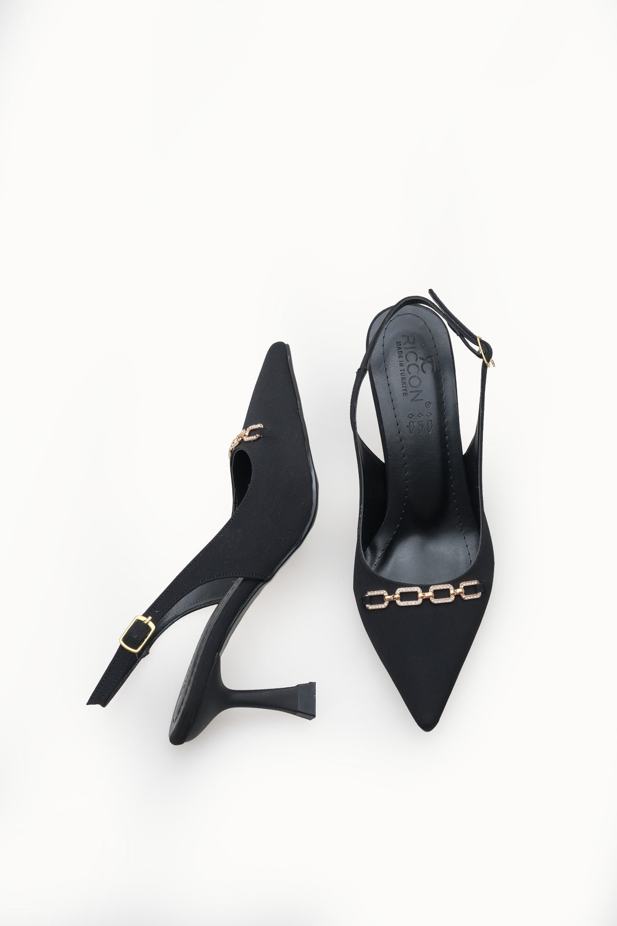 Riccon Kadın Sivri Burunlu Arkası Açık İnce Topuklu Ayakkabı 0012715 Mat Siyah