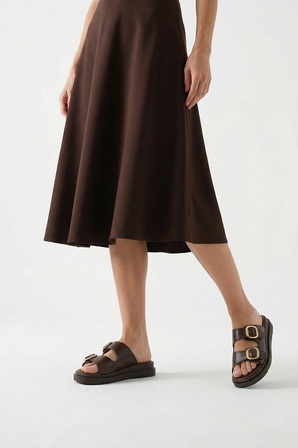 Riccon Kadın Çift Tokalı Terlik 00120403 Kahverengi