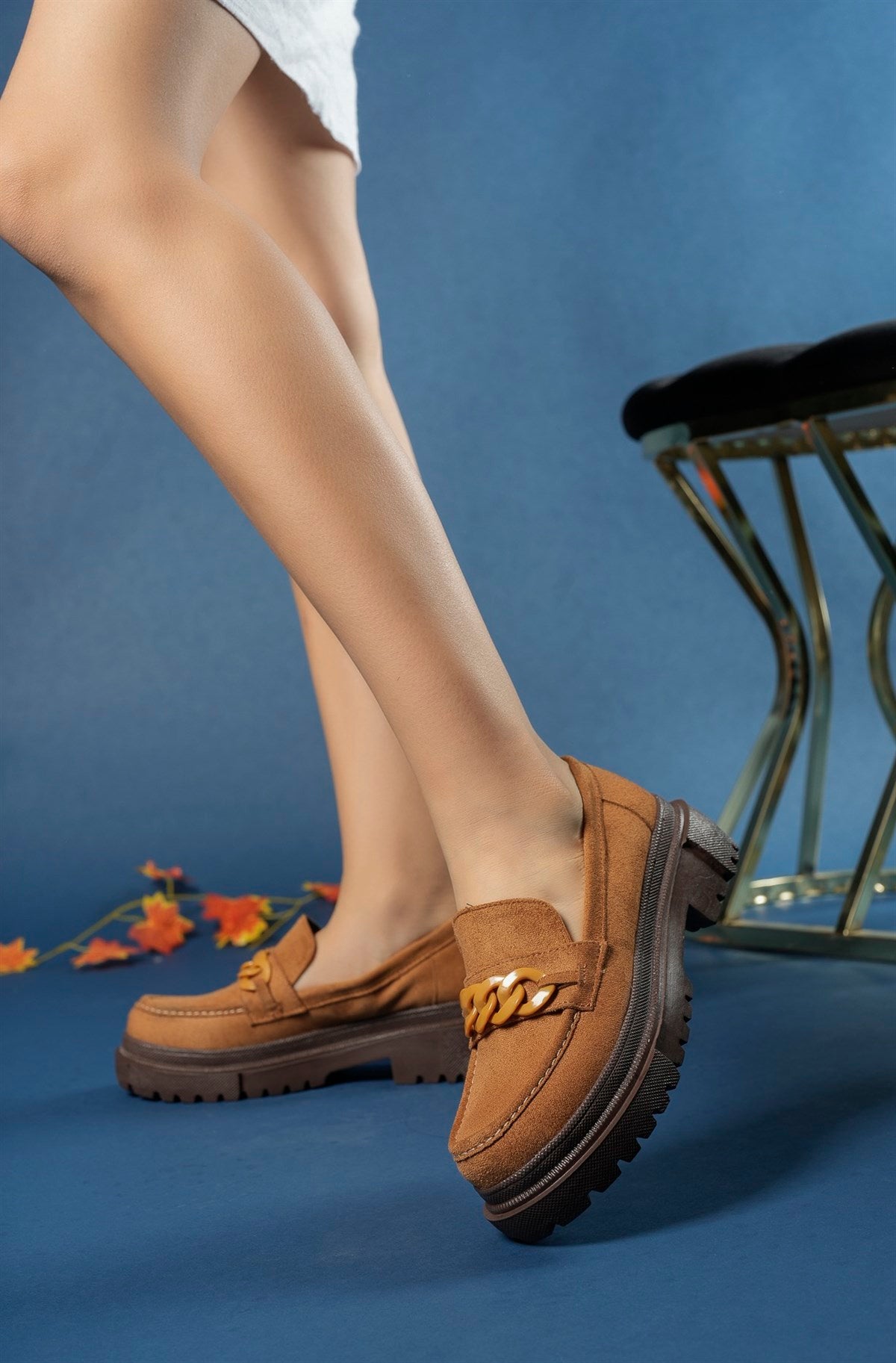 Riccon Kadın Günlük Loafer Ayakkabı 00121150 Taba Süet