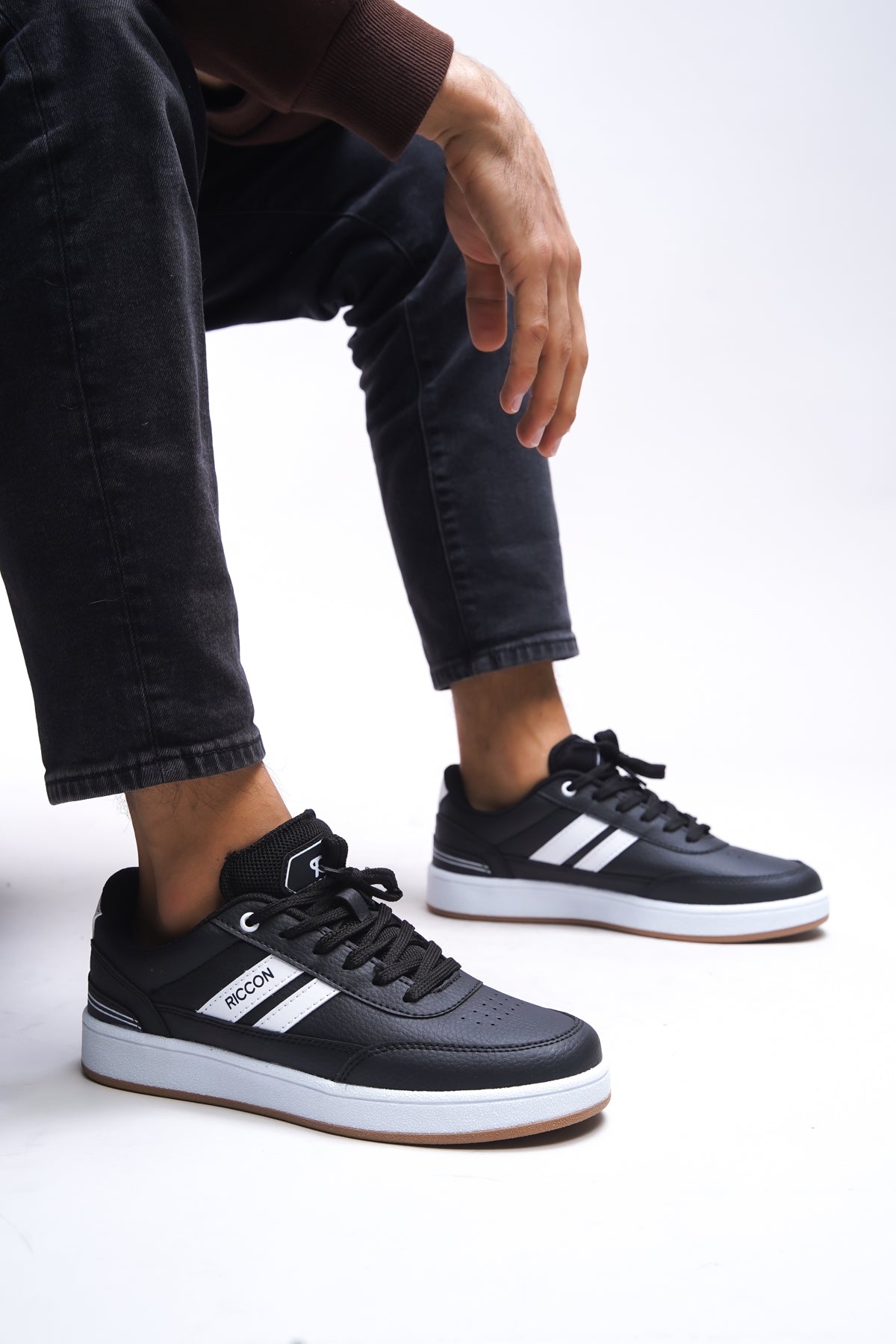 Riccon Zraudan Unisex Snekaer 001234 Siyah Beyaz Krep