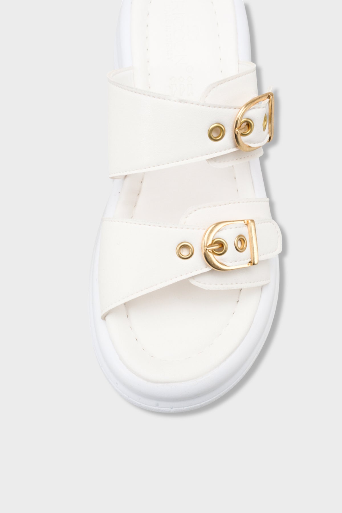 Riccon Kadın Çift Tokalı Terlik 00121027 Beyaz