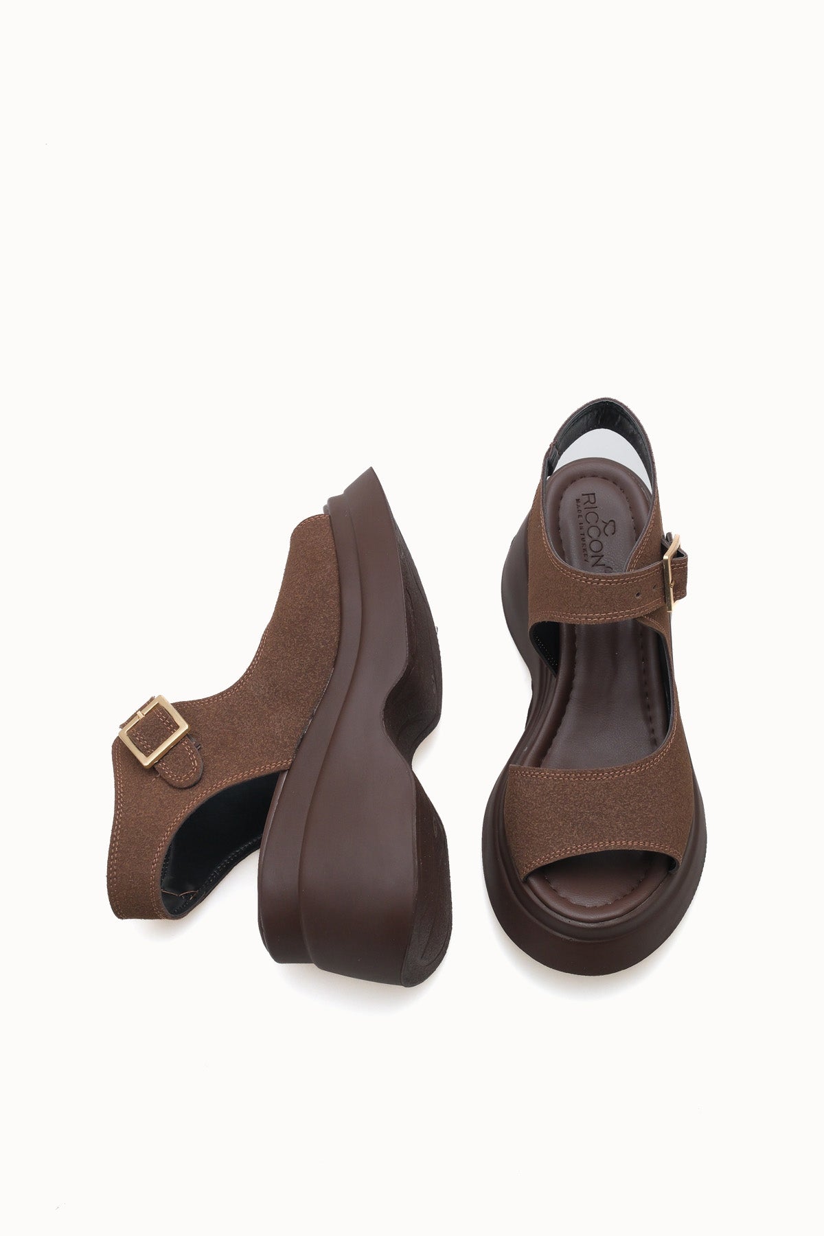 Riccon Quelaela Kadın Sandalet 0012906 Kahverengi Deri Dokulu