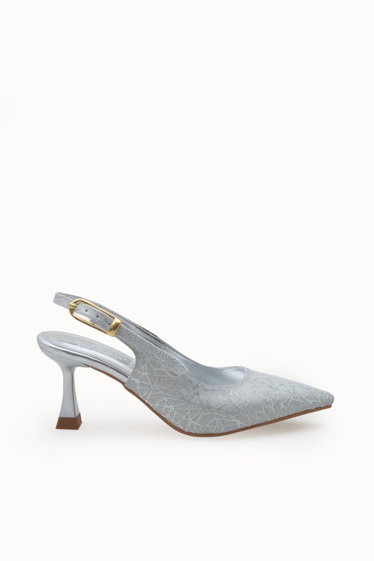 Riccon Ysalaela Kadın Arkası Açık Sivri Burun Stiletto 0012700 Gümüş Dokulu