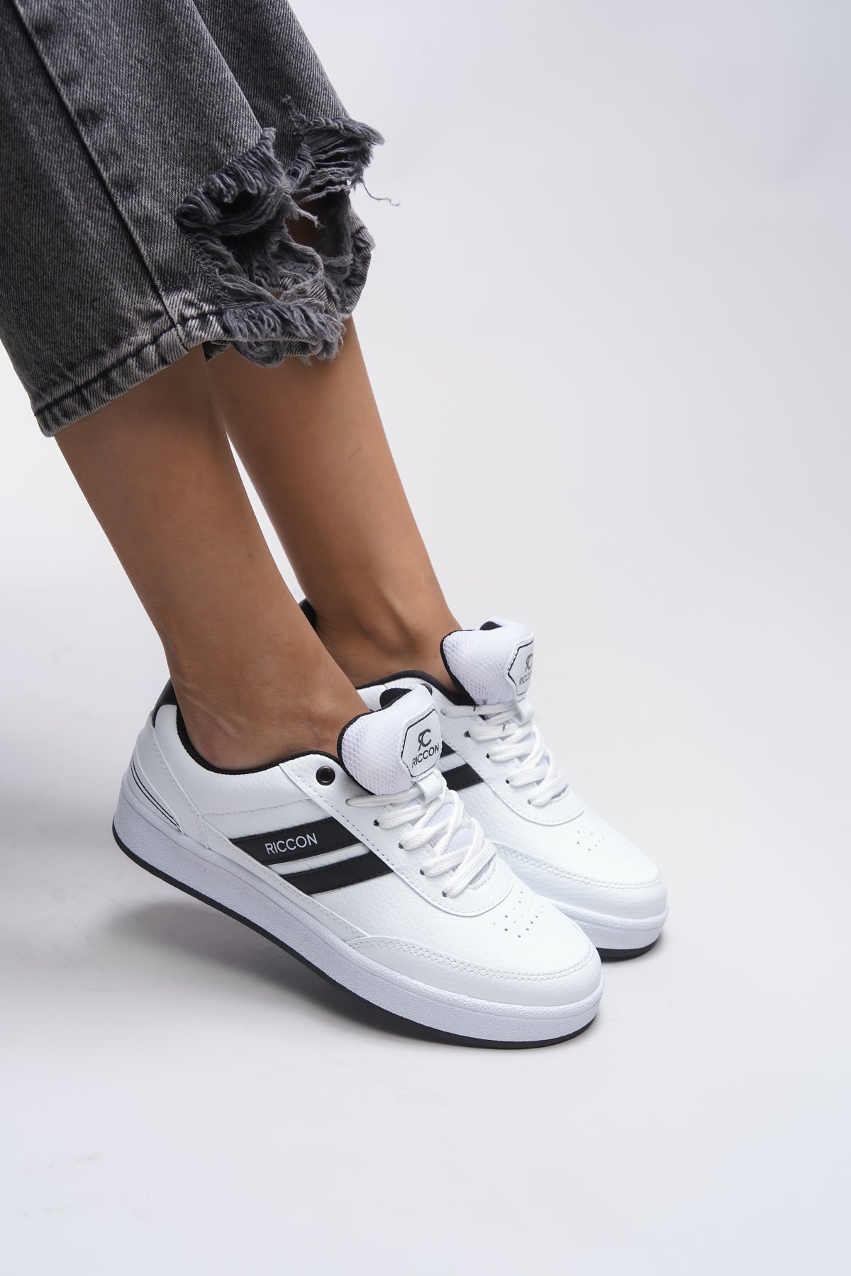 Riccon Zraudan Unisex Snekaer 001234 Beyaz Siyah