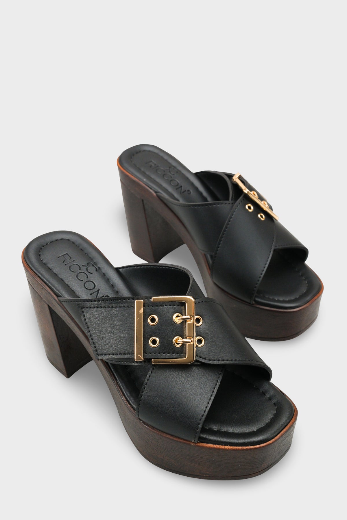 Riccon Kadın Topuklu Terlik 0012776 Siyah Cilt