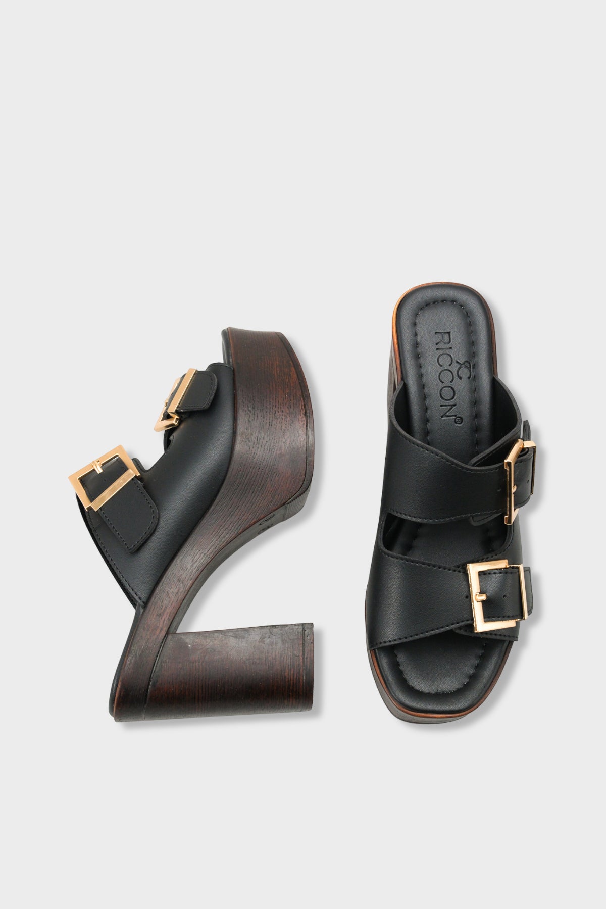 Riccon Kadın Topuklu Terlik 0012771 Siyah Cilt