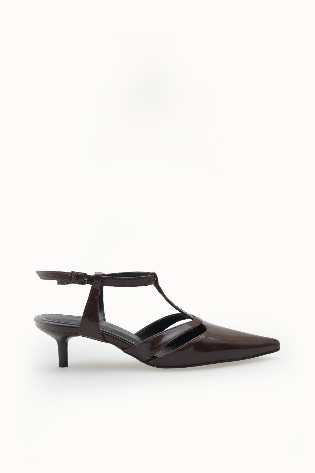 Riccon Kadın Sivri Burunlu Arkası Açık İnce Topuklu Ayakkabı 0012210 Kahverengi Rugan