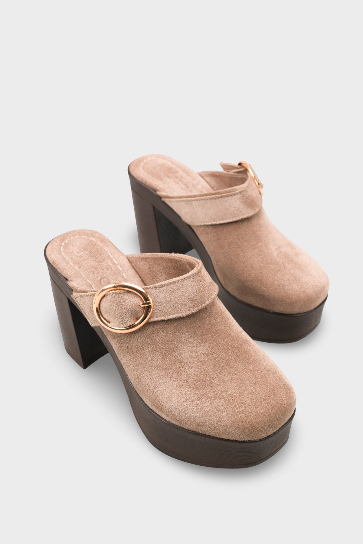 Riccon Kadın Topuklu Terlik 0012779 Vizon Süet