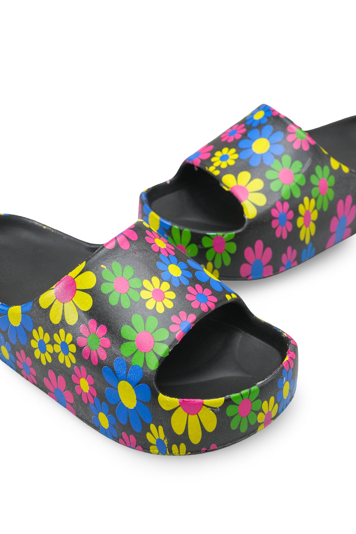 Riccon Elyenshia Kadın Terlik 001215 Siyah Çiçekli