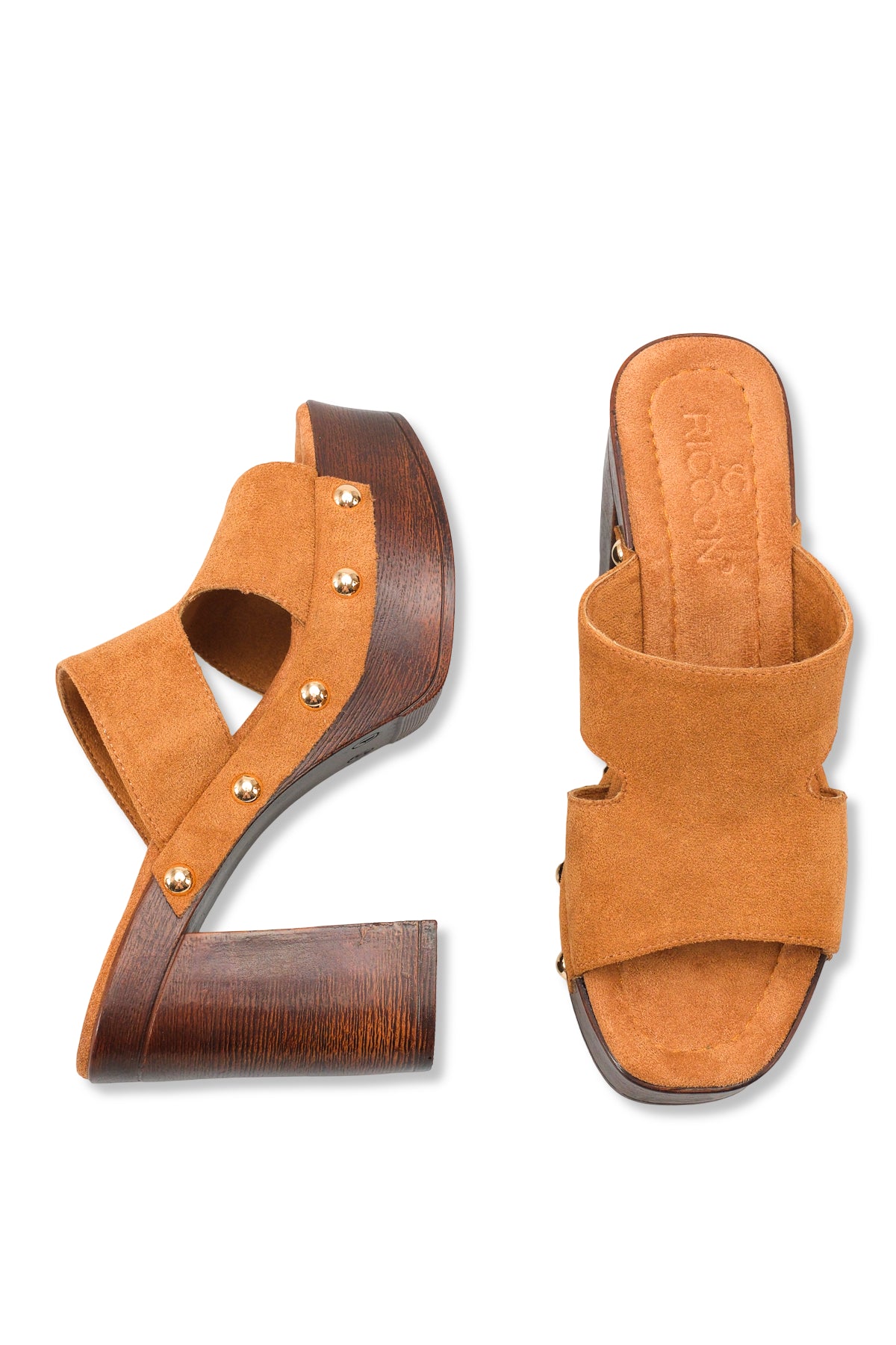 Riccon Kadın Topuklu Terlik 0012778 Taba Süet