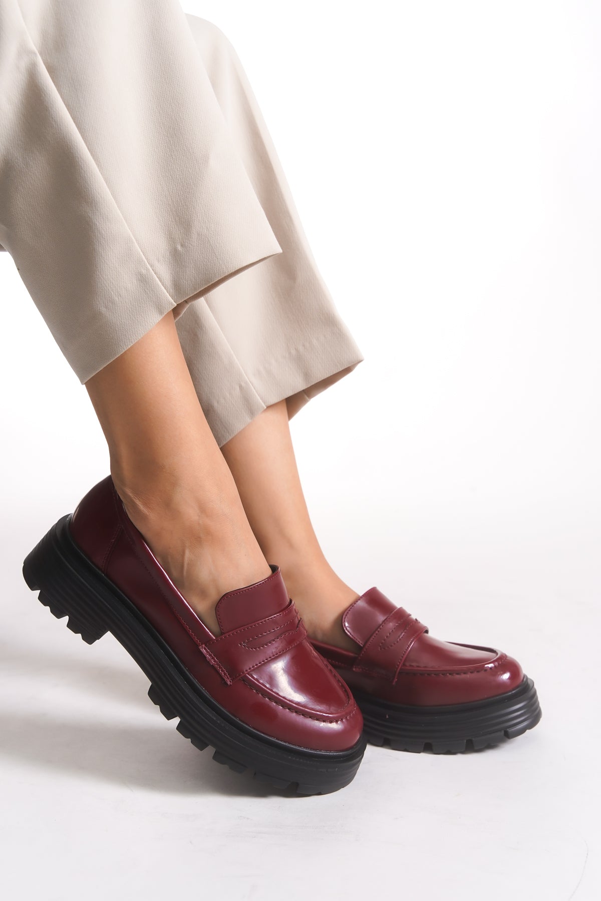 Riccon Kadın Günlük Loafer Ayakkabı 0012920 Bordo