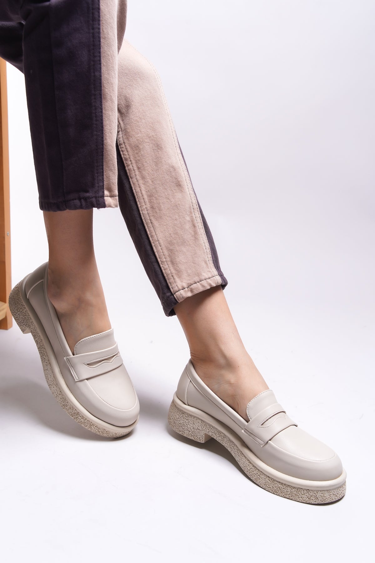 Riccon Ashlalona Kadın Loafer 00121201 Bej Cilt